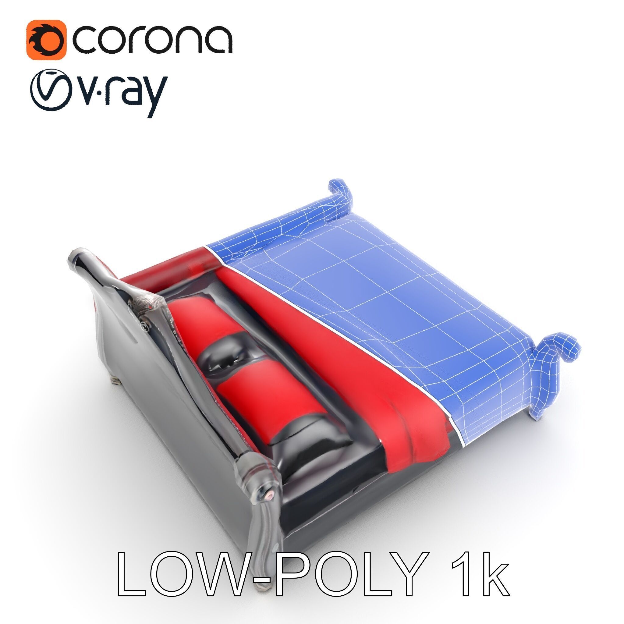 Luxurious Vintage Bed Model Pack Low-poly 3D model_12