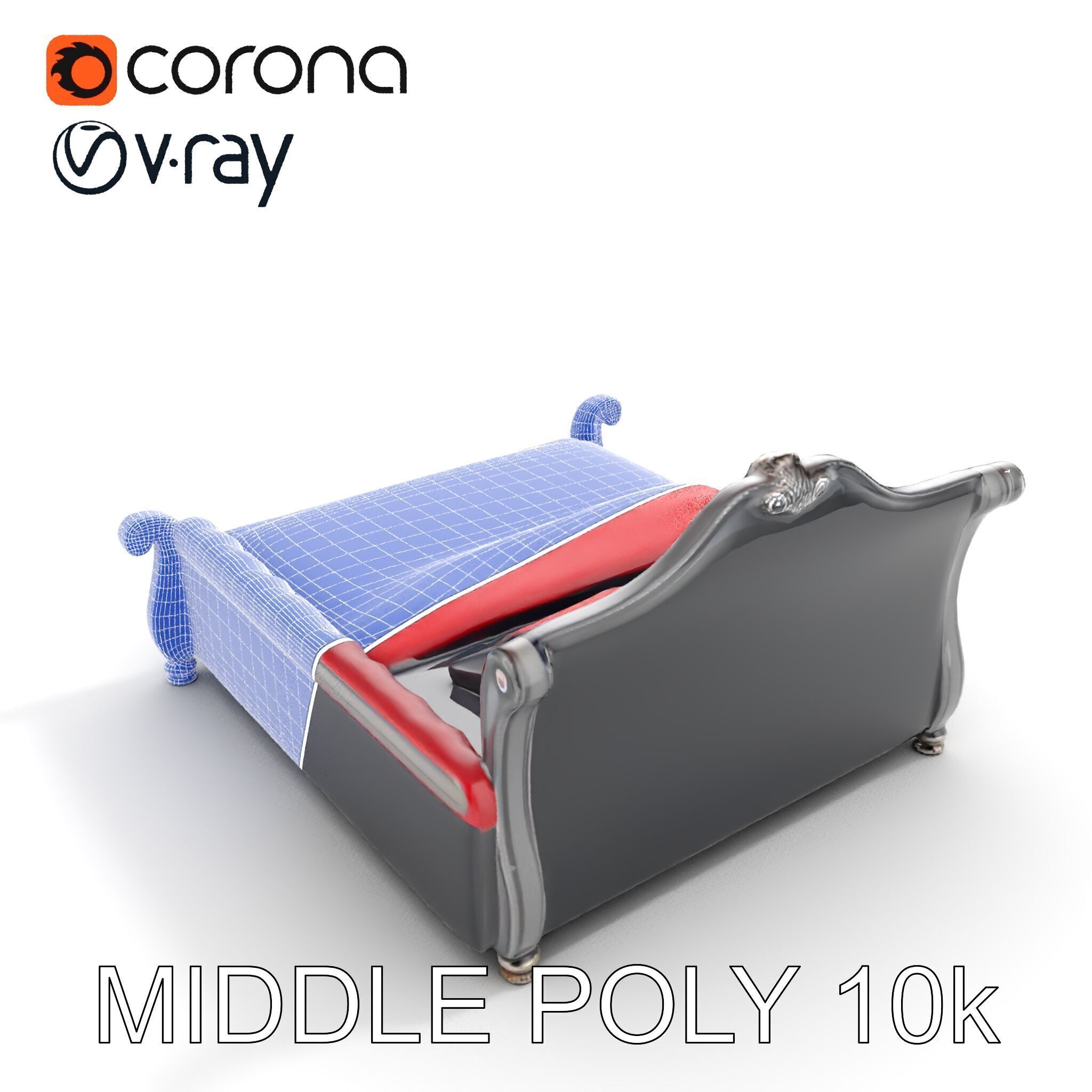 Luxurious Vintage Bed Model Pack Low-poly 3D model_19