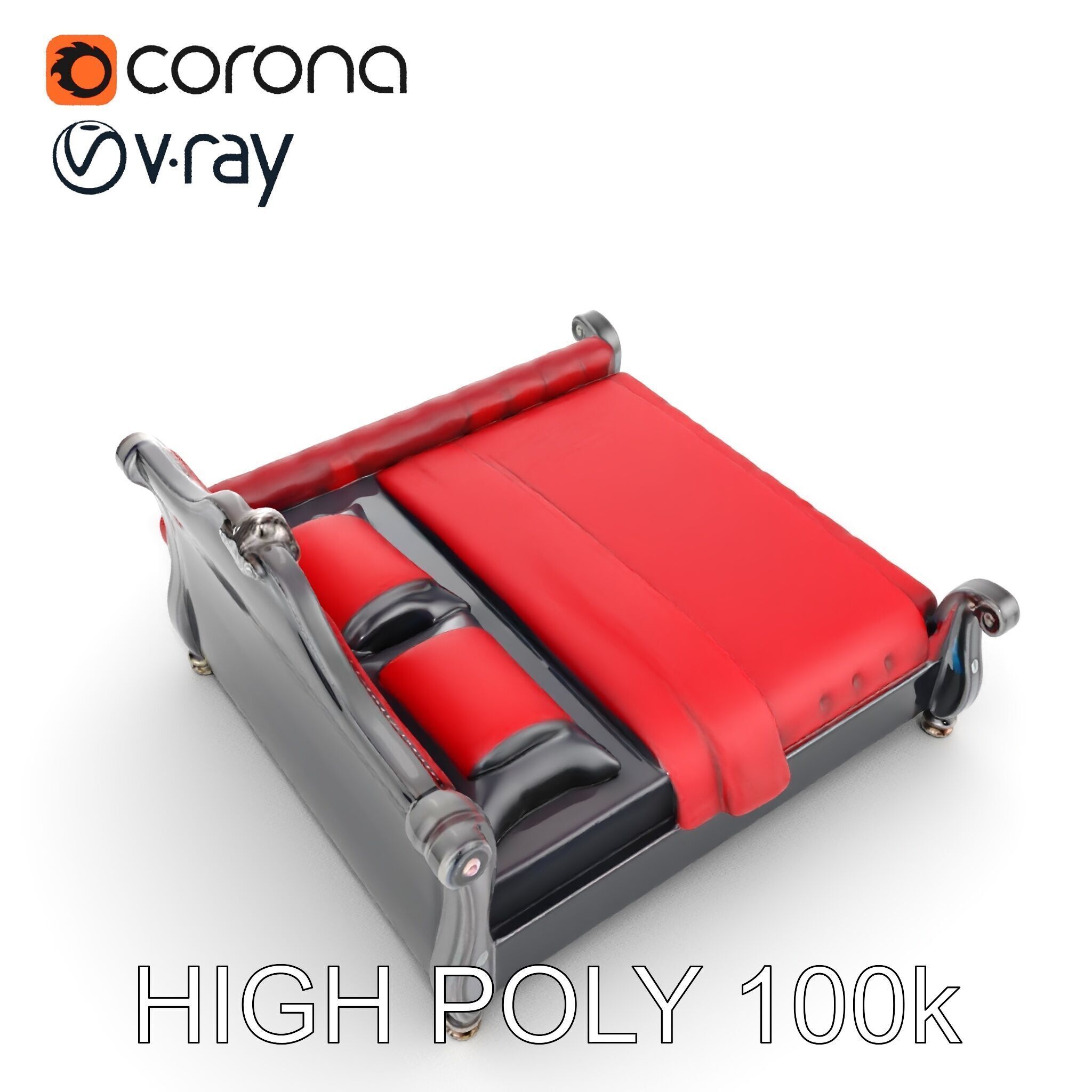 Luxurious Vintage Bed Model Pack Low-poly 3D model_13