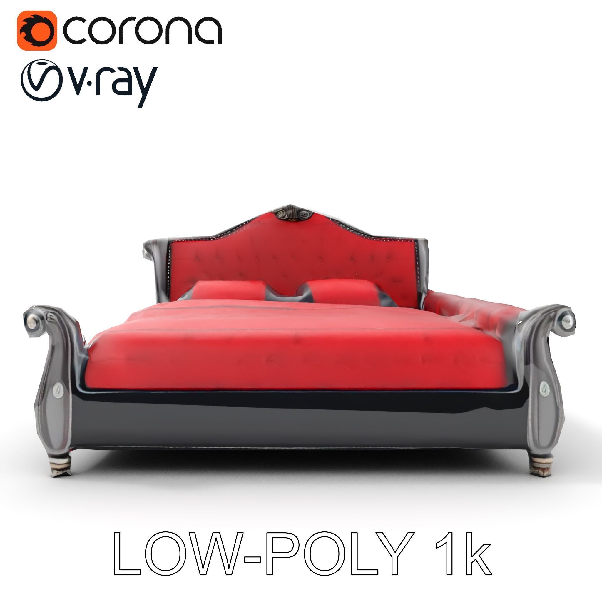 Luxurious Vintage Bed Model Pack Low-poly 3D model_20