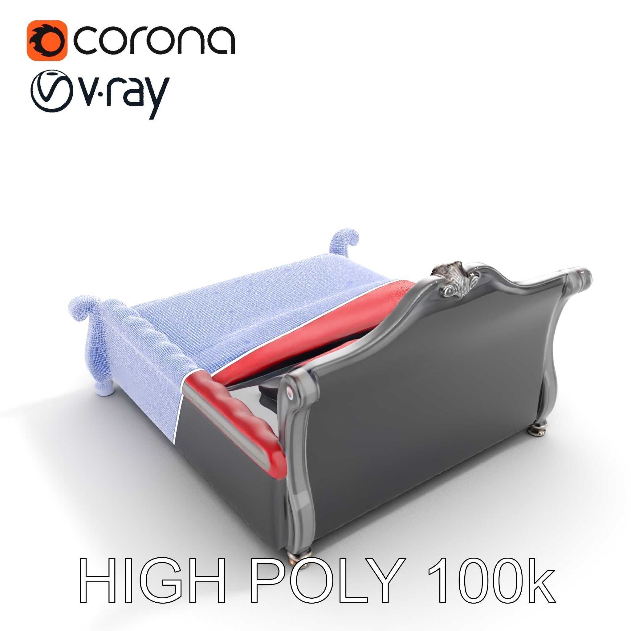 Luxurious Vintage Bed Model Pack Low-poly 3D model_29