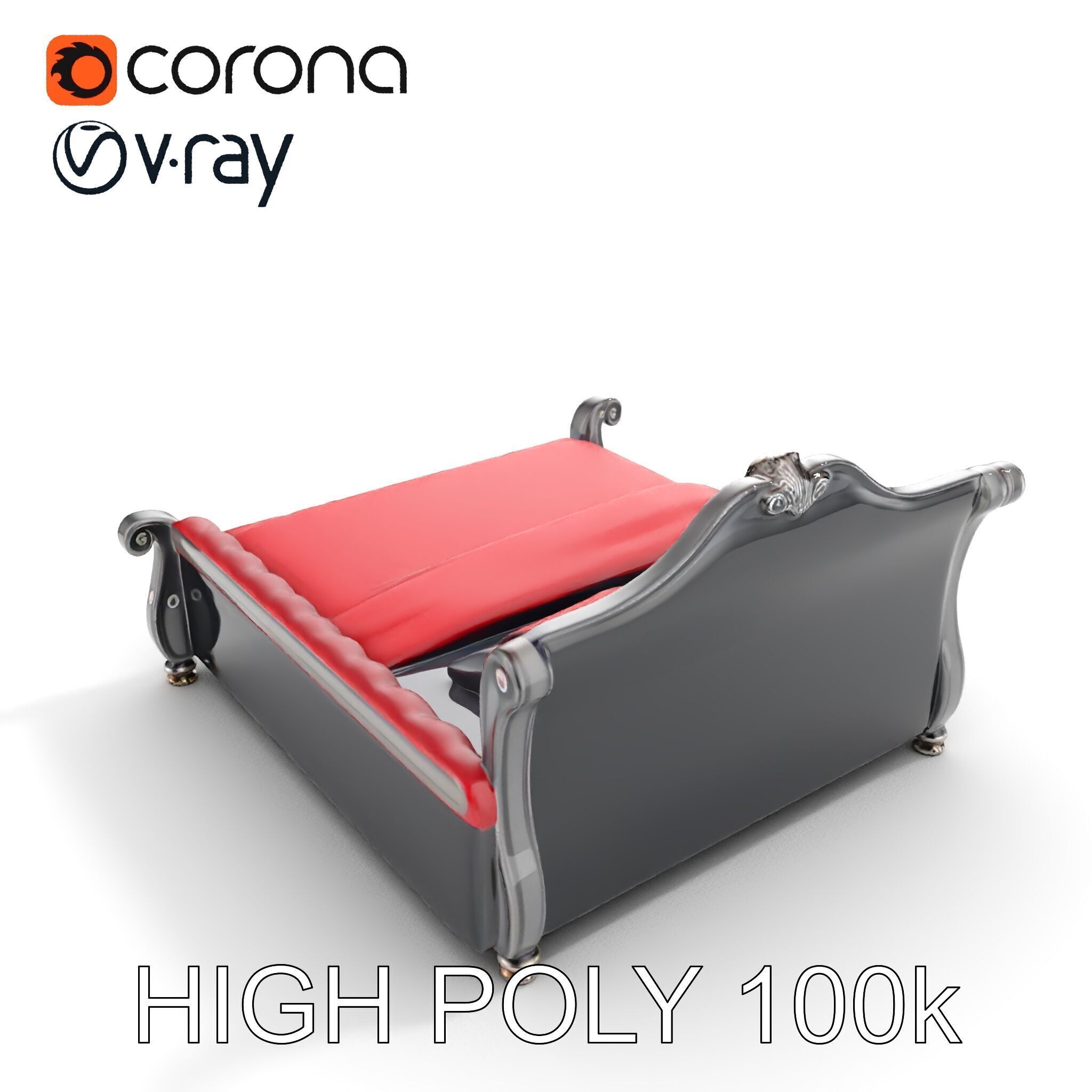 Luxurious Vintage Bed Model Pack Low-poly 3D model_16