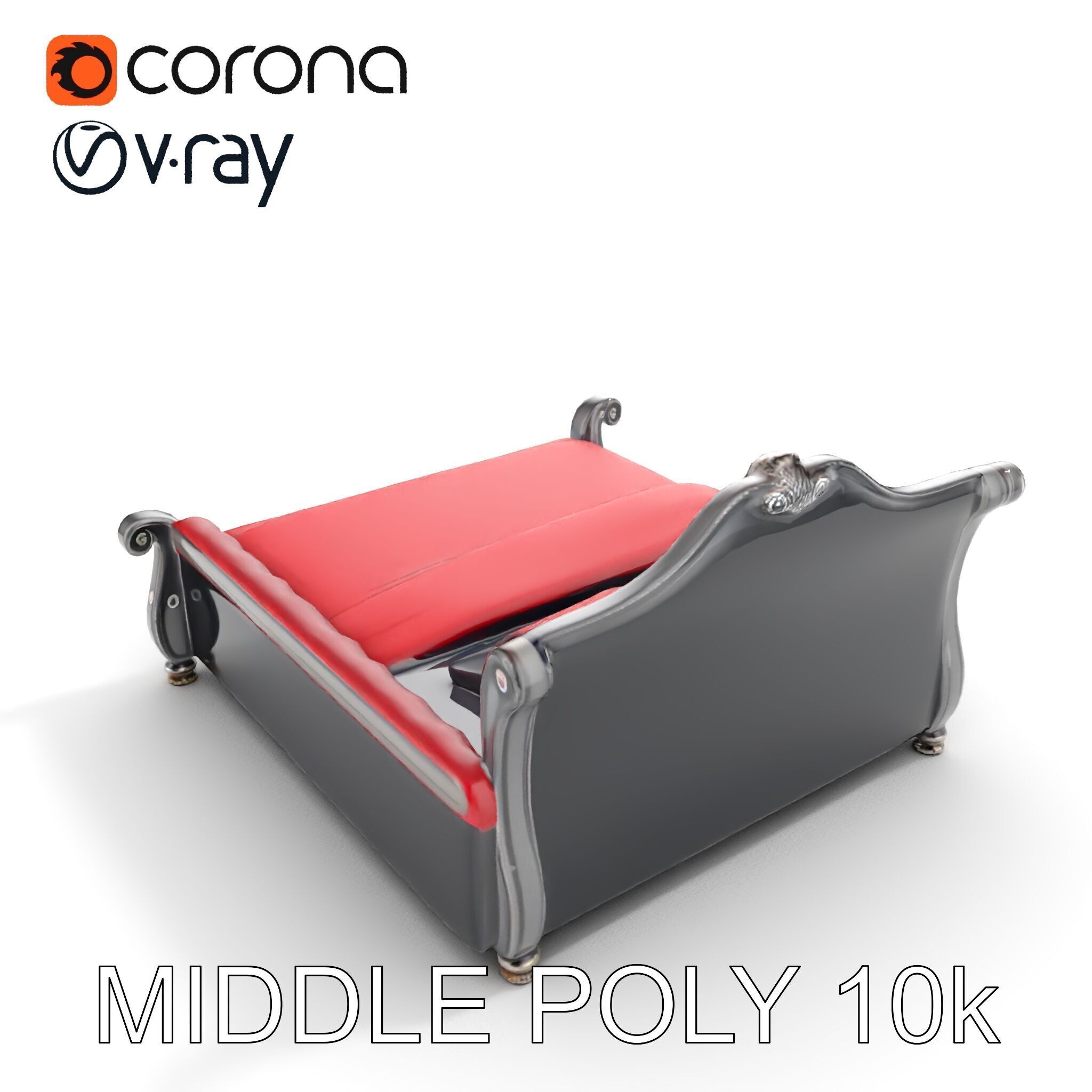 Luxurious Vintage Bed Model Pack Low-poly 3D model_8