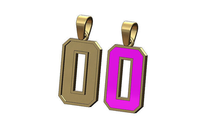 Enamel number 0 zero varsity high school letterman pendant charm 3D print model