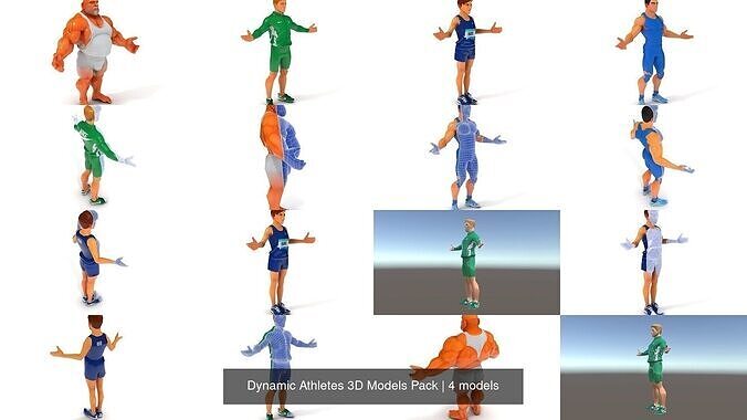 Dynamic Athletes 3D Models Pack 3D Model Collection