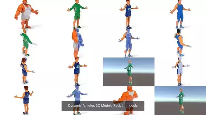 Dynamic Athletes 3D Models Pack 3D Model Collection