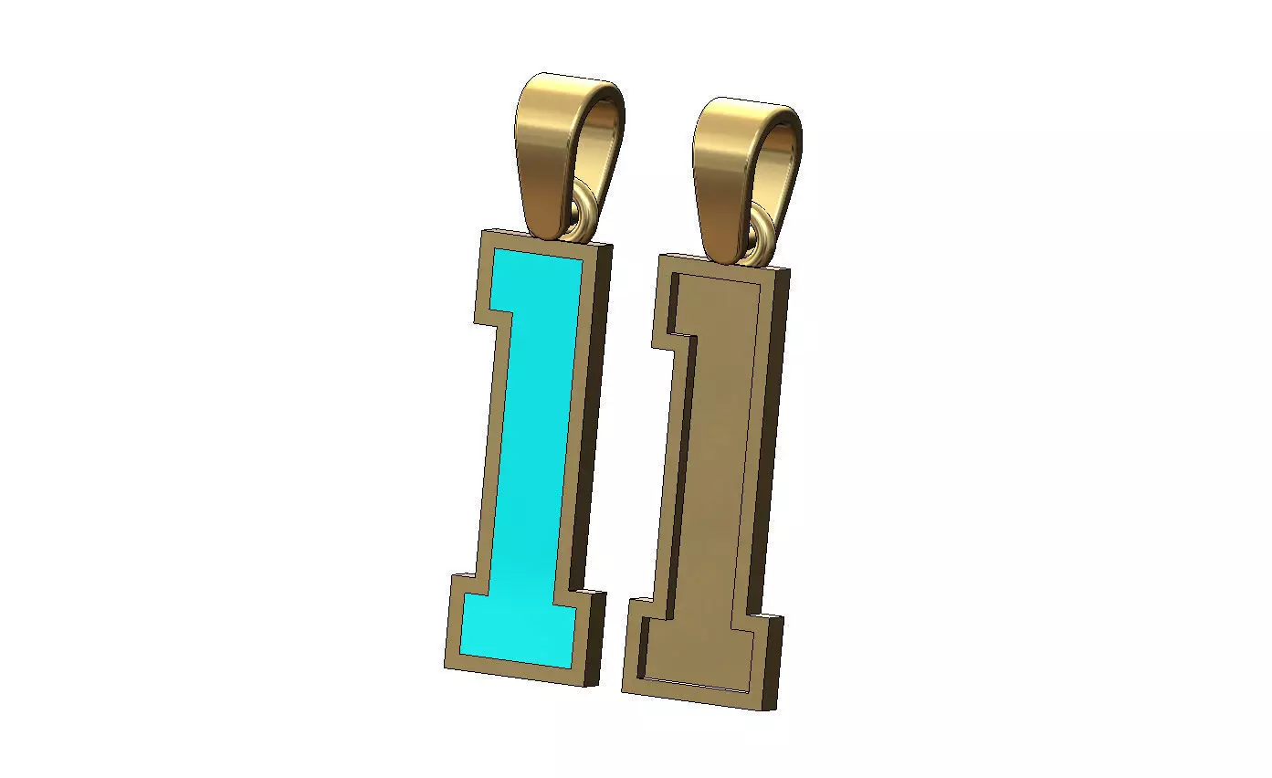 Enamel number 1 one varsity high school letterman pendant charm 3D print model