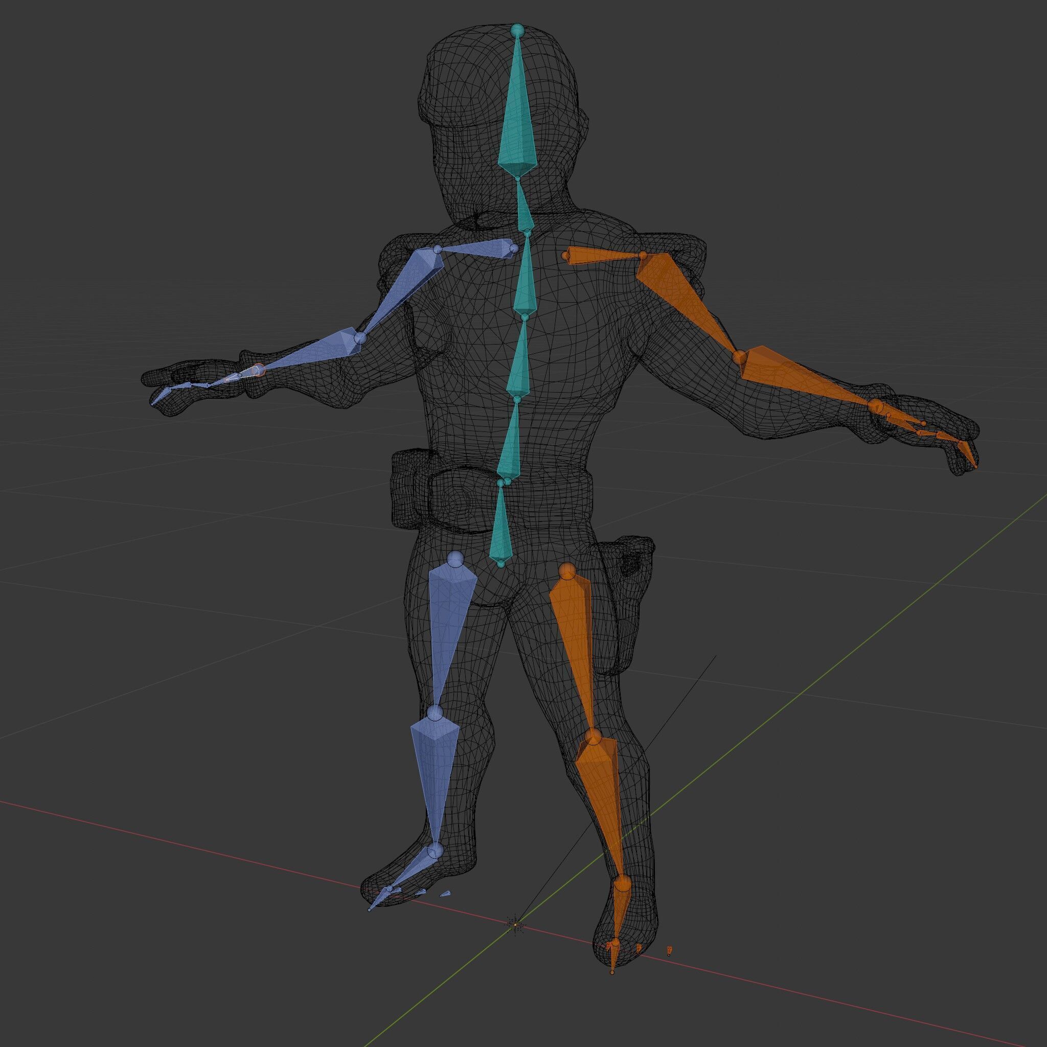 Green Armored Hero Rigged and Animated Low-poly 3D model_6