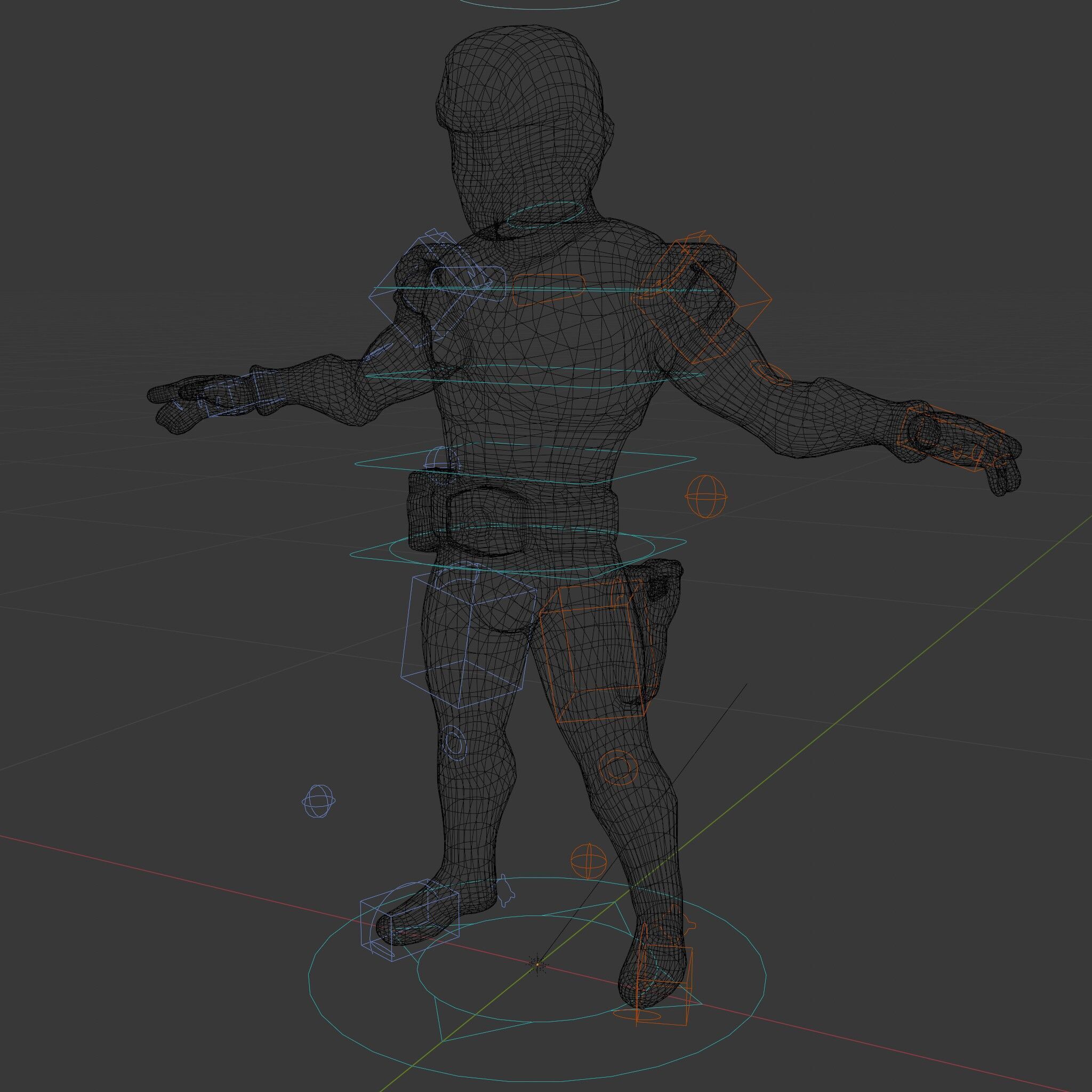 Green Armored Hero Rigged and Animated Low-poly 3D model_8