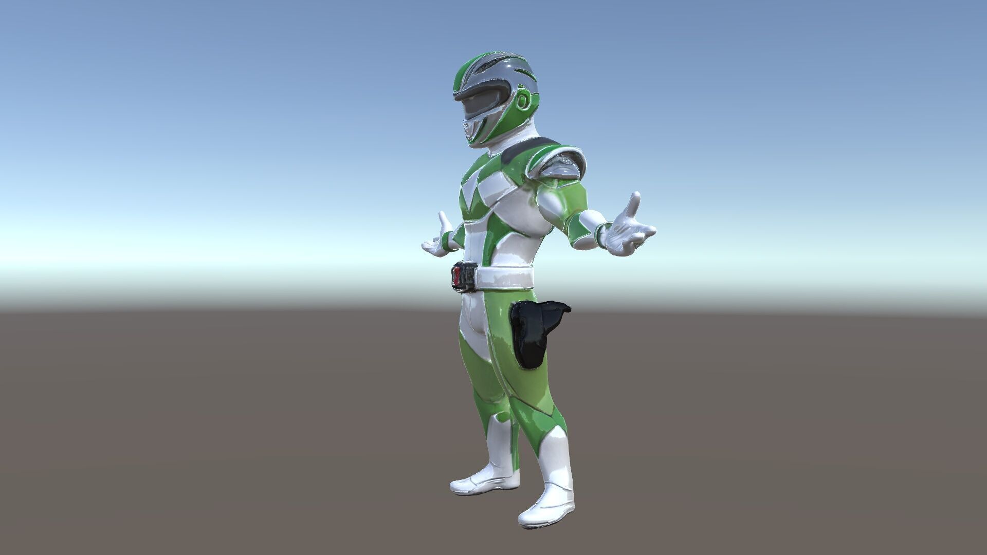 Green Armored Hero Rigged and Animated Low-poly 3D model_37