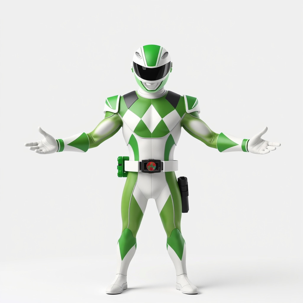 Green Armored Hero Rigged and Animated Low-poly 3D model_2