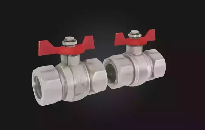 Ball Valves with Red Handles Industrial Pipe Control