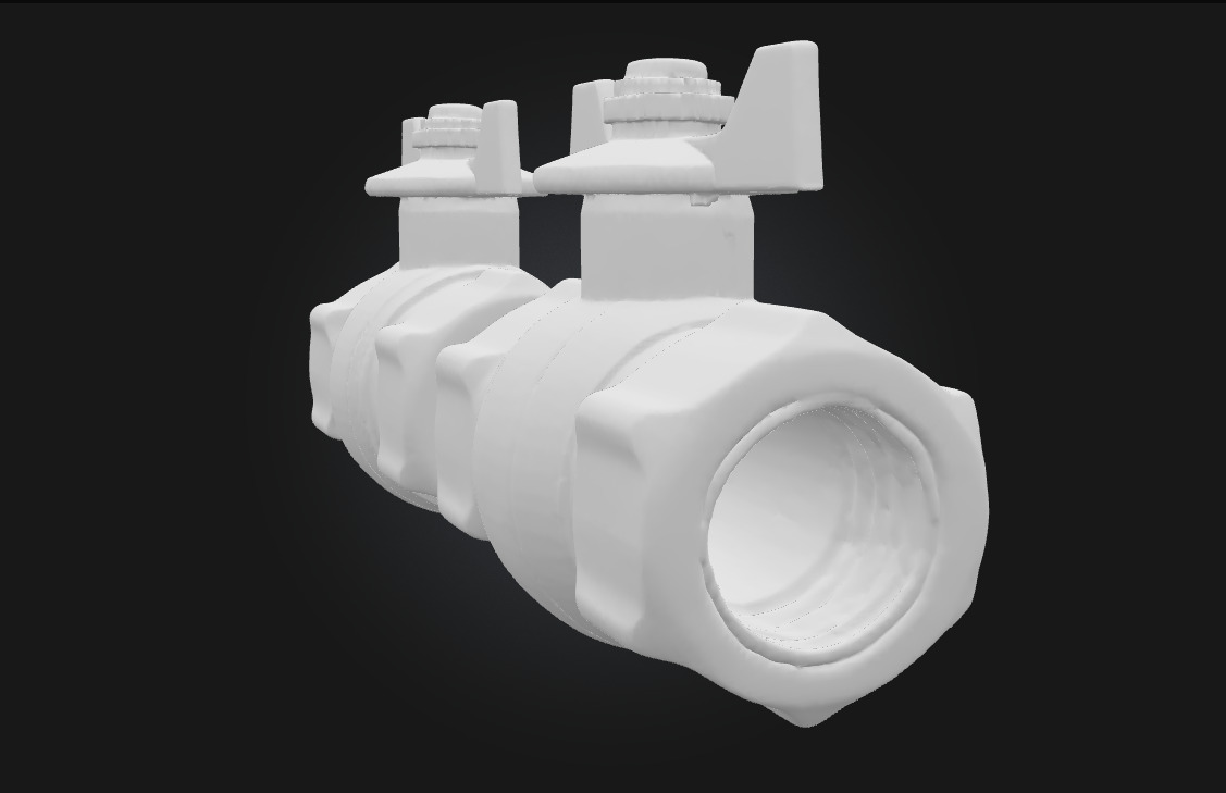 Ball Valves with Red Handles Industrial Pipe Control 3D model_7