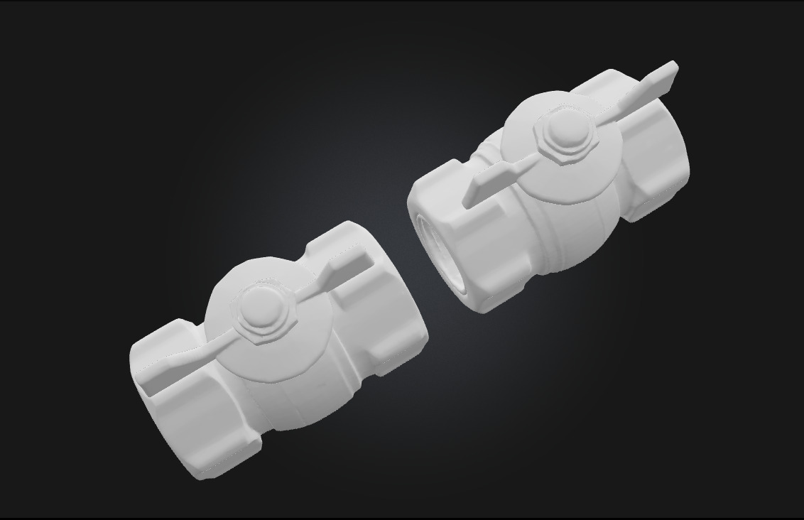 Ball Valves with Red Handles Industrial Pipe Control 3D model_6