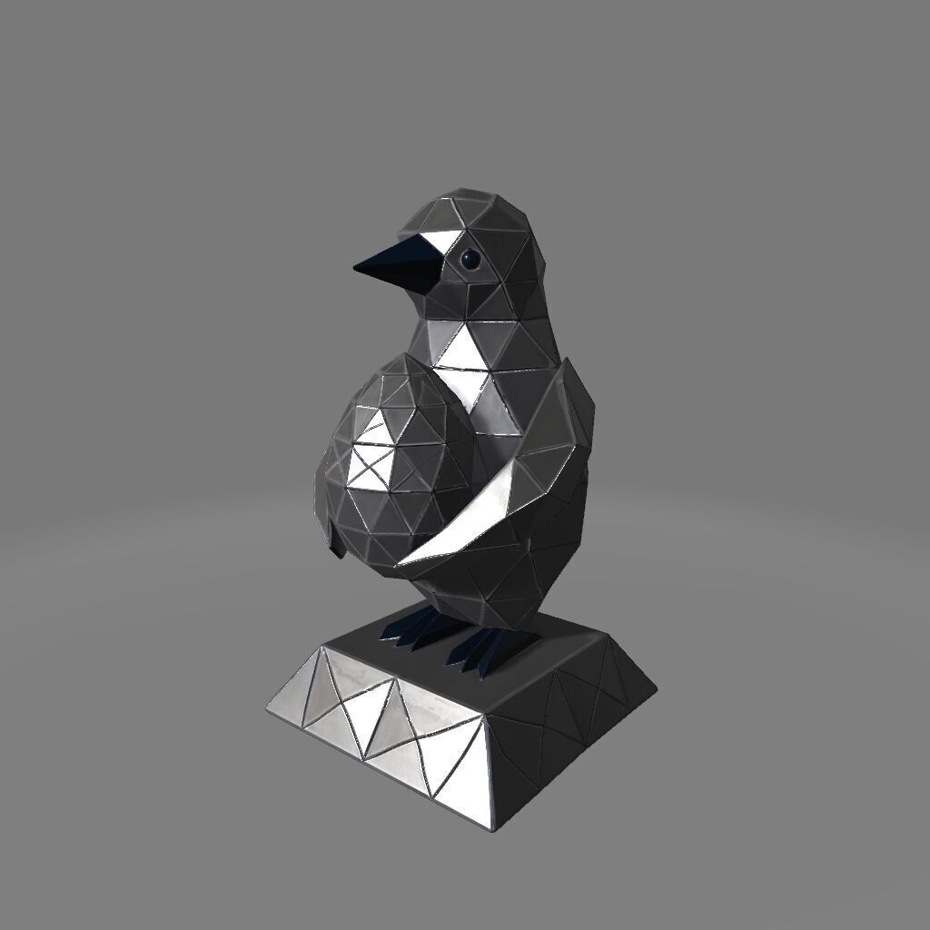 Low Poly Penguin hold an Egg 3D print model_1