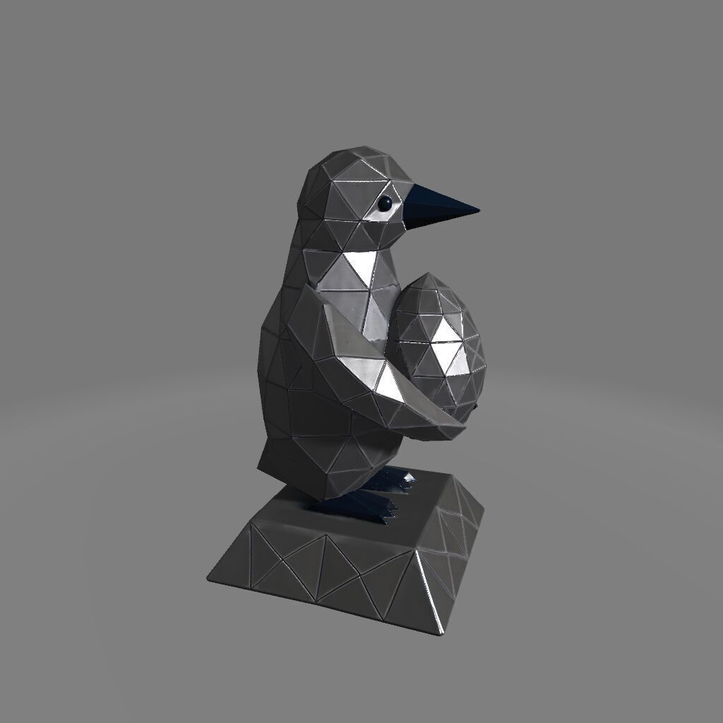 Low Poly Penguin hold an Egg 3D print model_2
