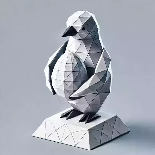 Low Poly Penguin hold an Egg 3D print model