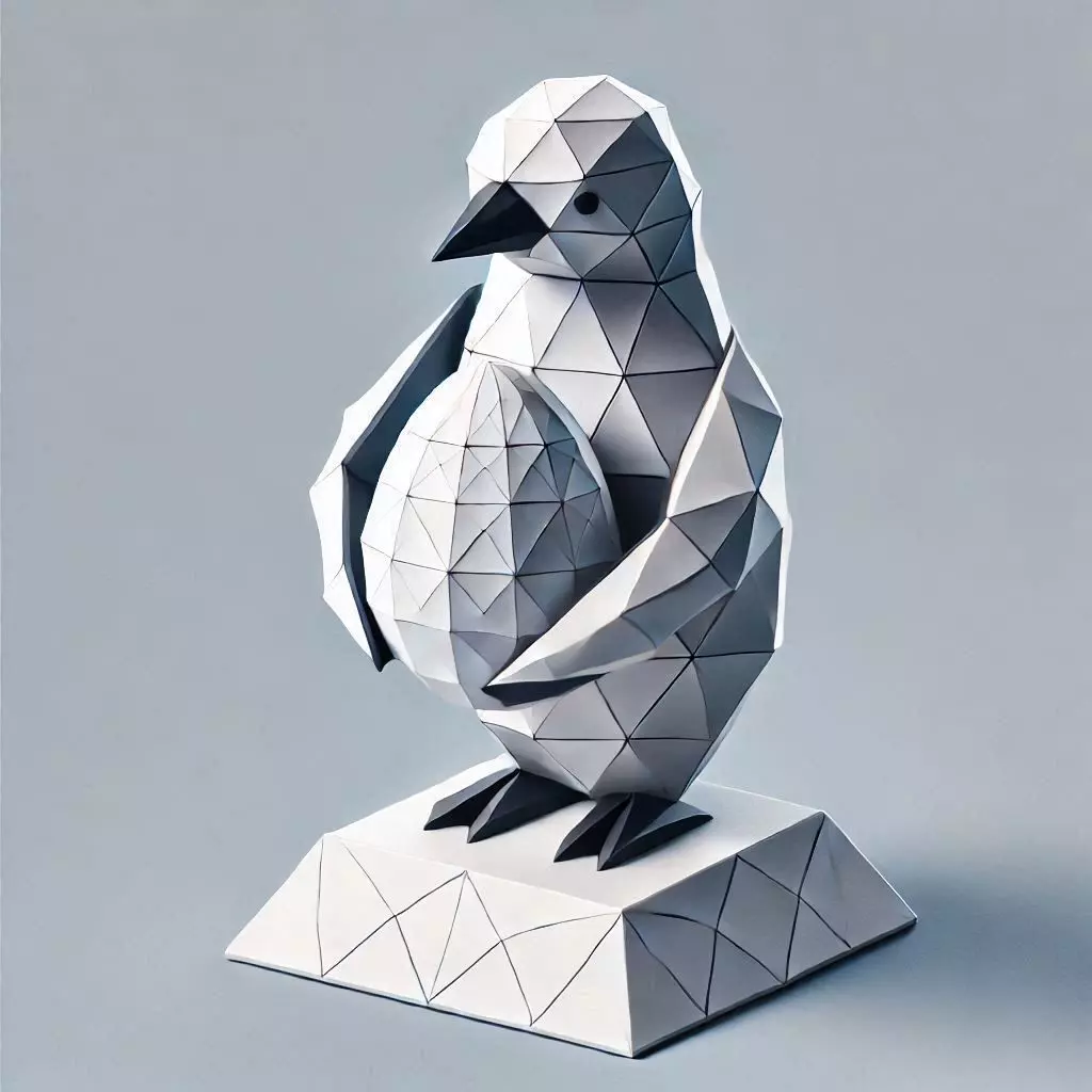 Low Poly Penguin hold an Egg 3D print model_0