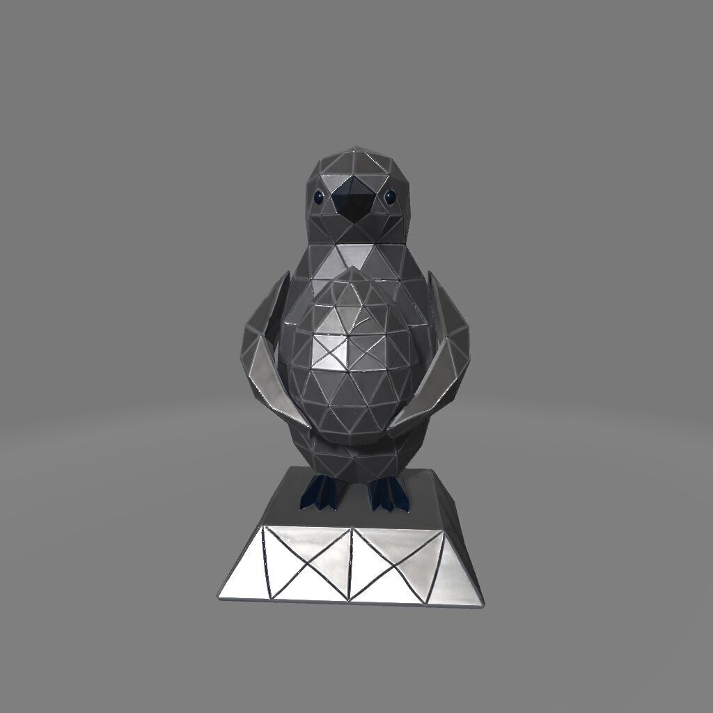 Low Poly Penguin hold an Egg 3D print model_3