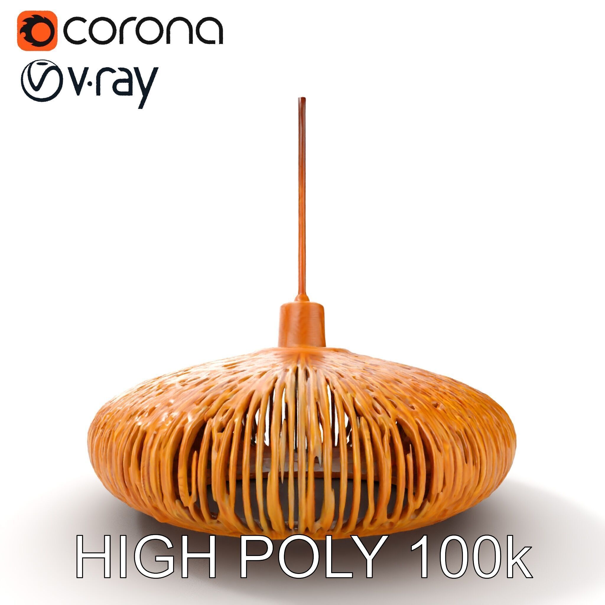 Elegant Bamboo Pendant Lamp model pack for interior design Low-poly 3D model_7