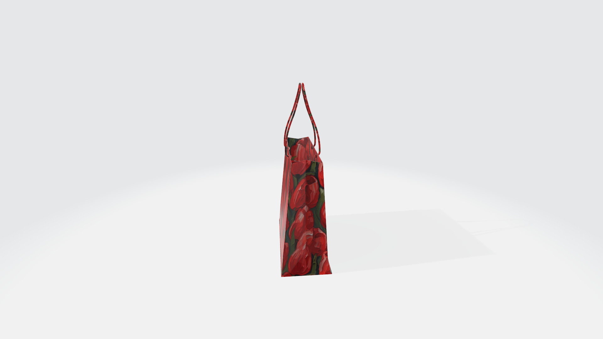 Shopping Bag Tulips High Poly 3D Model with Tulips Texture 3D model_2
