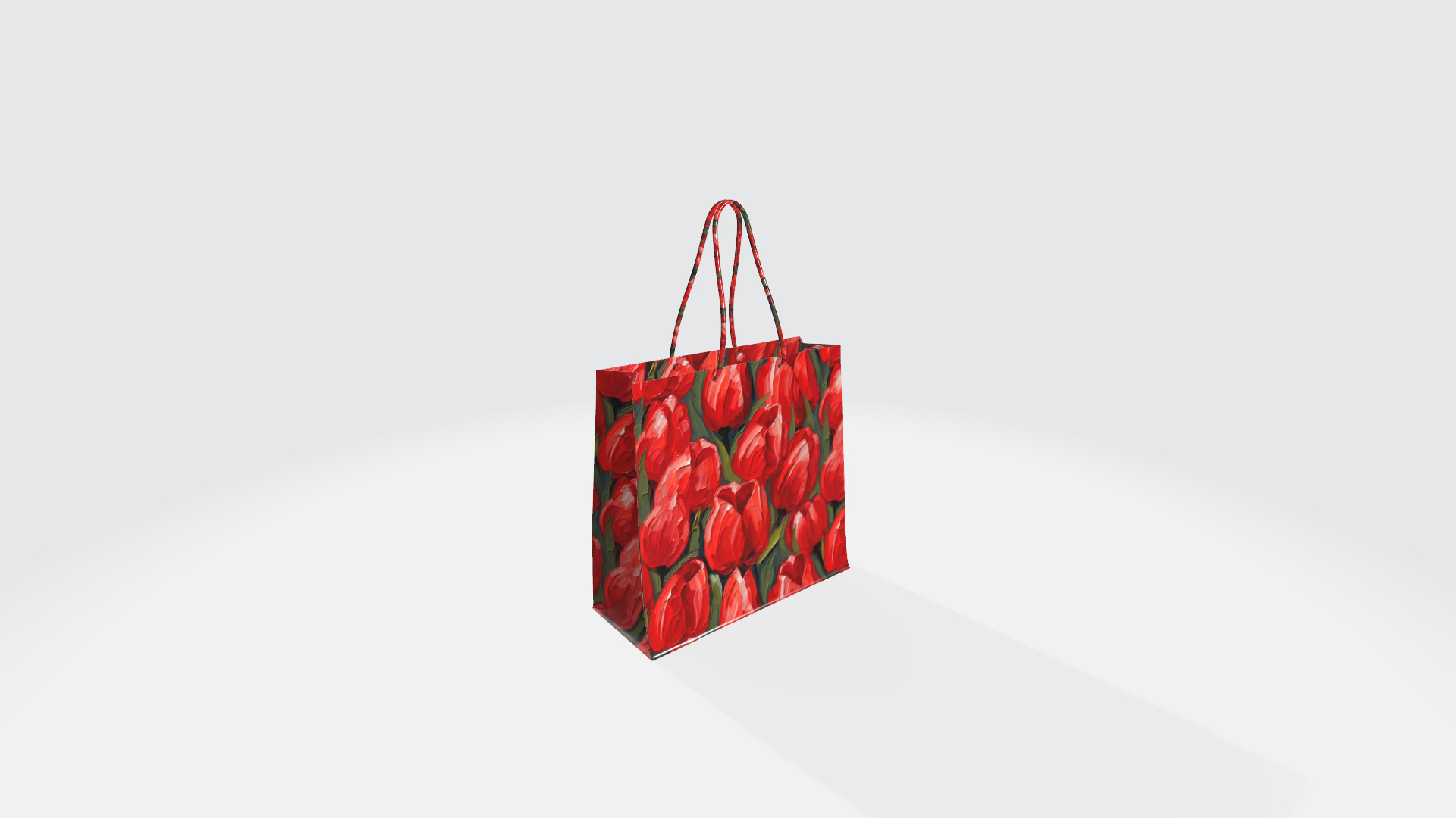 Shopping Bag Tulips High Poly 3D Model with Tulips Texture 3D model_3