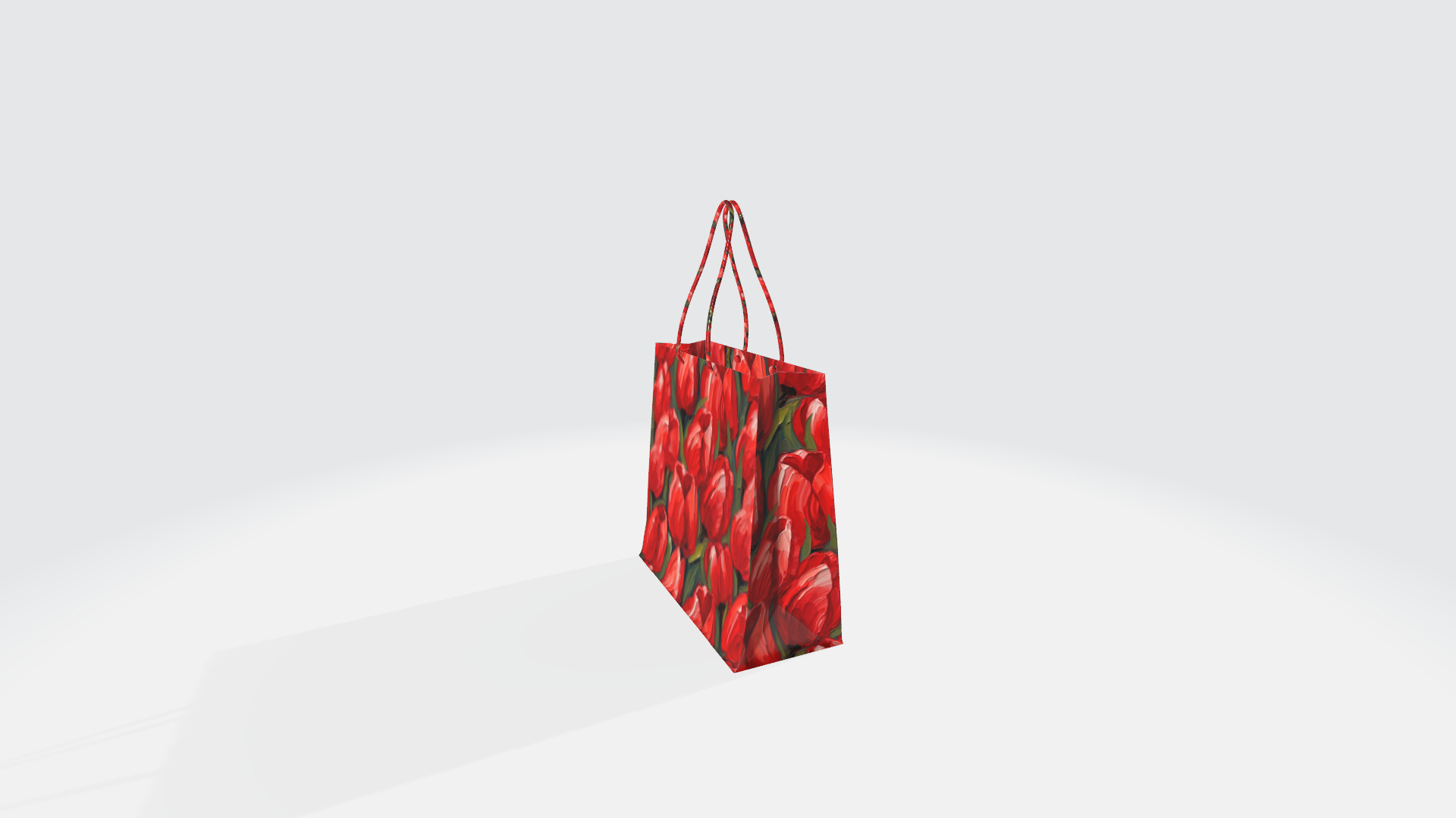 Shopping Bag Tulips High Poly 3D Model with Tulips Texture 3D model_4