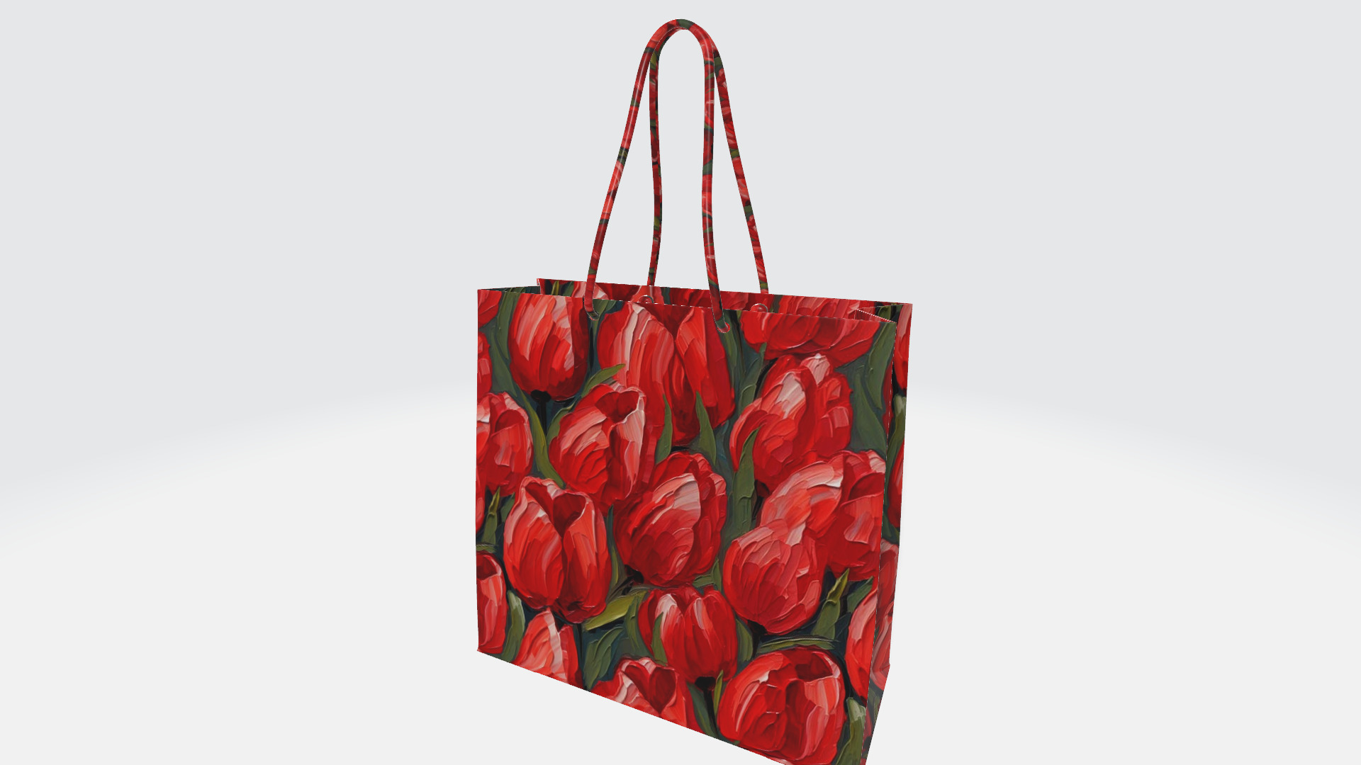 Shopping Bag Tulips High Poly 3D Model with Tulips Texture 3D model_1