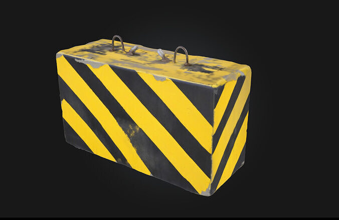 Caution Block Safety Barrier Prop 3D model
