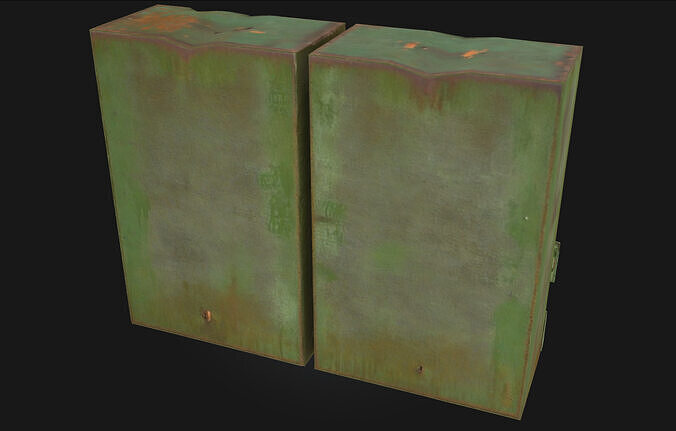 Old Green Mailboxes Vintage Postal Units 3D model 3