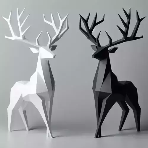 Minimalist Geometric Deer Sculptures
