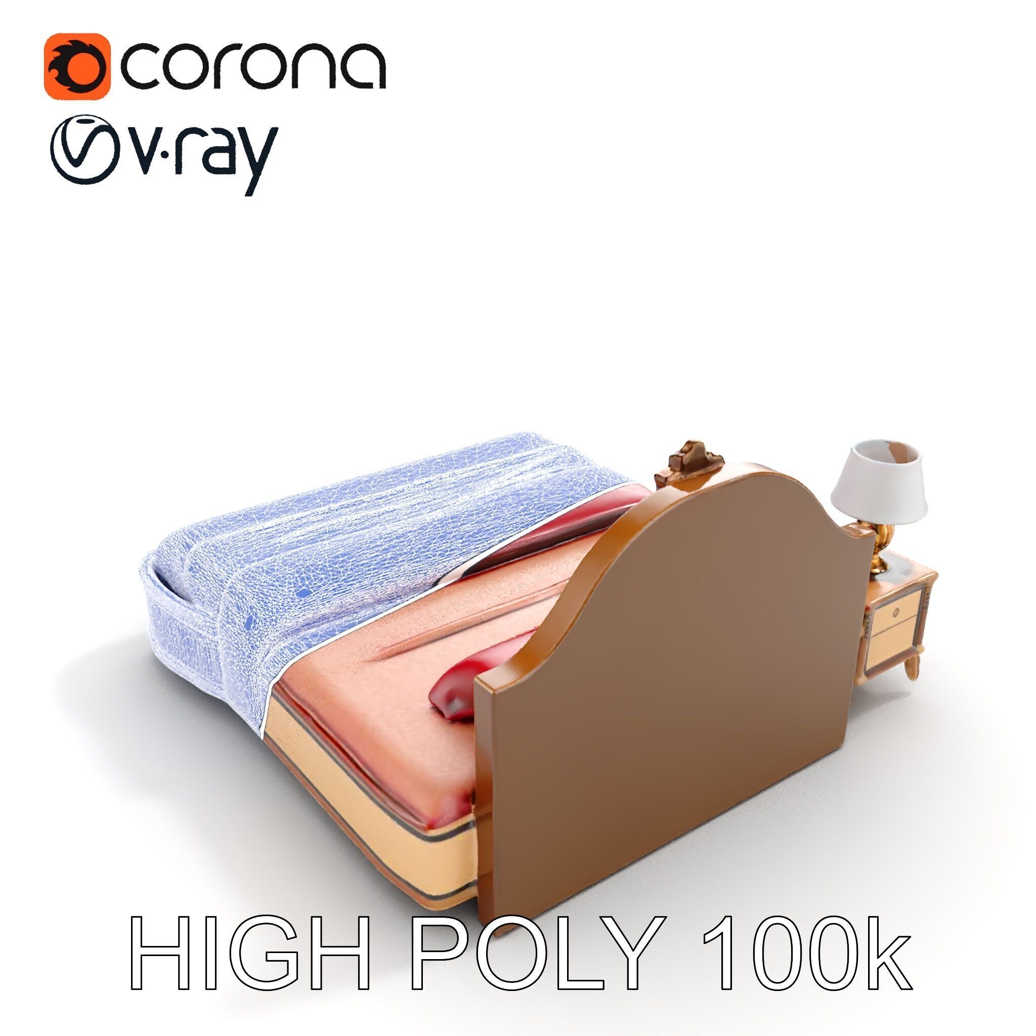 Elegant Bedroom Furniture Set Model Pack with Bed Nightstand ... Low-poly 3D model_29