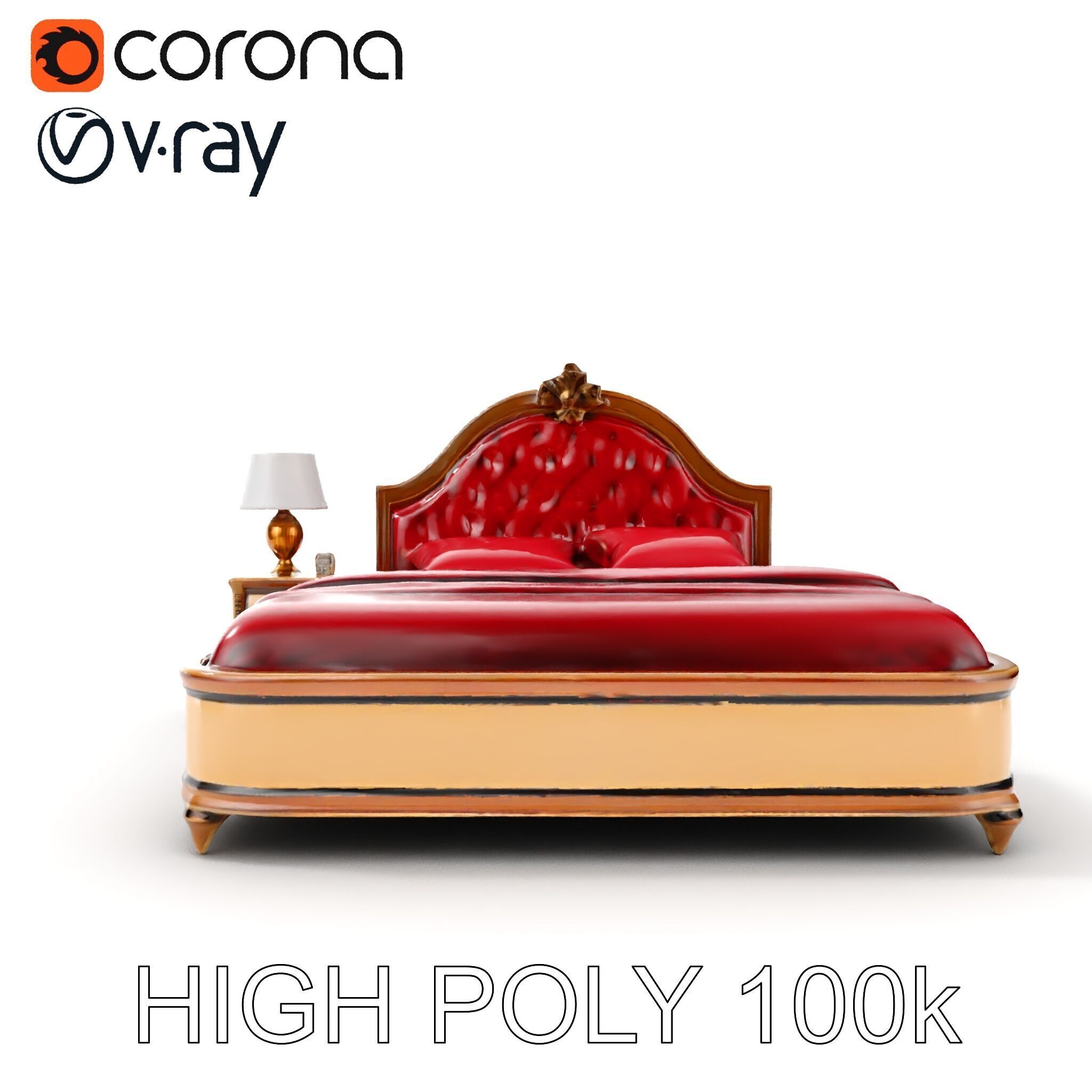 Elegant Bedroom Furniture Set Model Pack with Bed Nightstand ... Low-poly 3D model_12