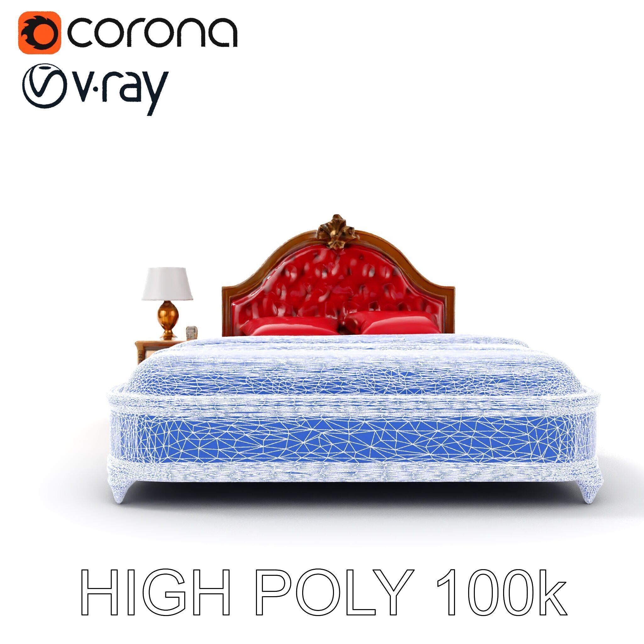 Elegant Bedroom Furniture Set Model Pack with Bed Nightstand ... Low-poly 3D model_23