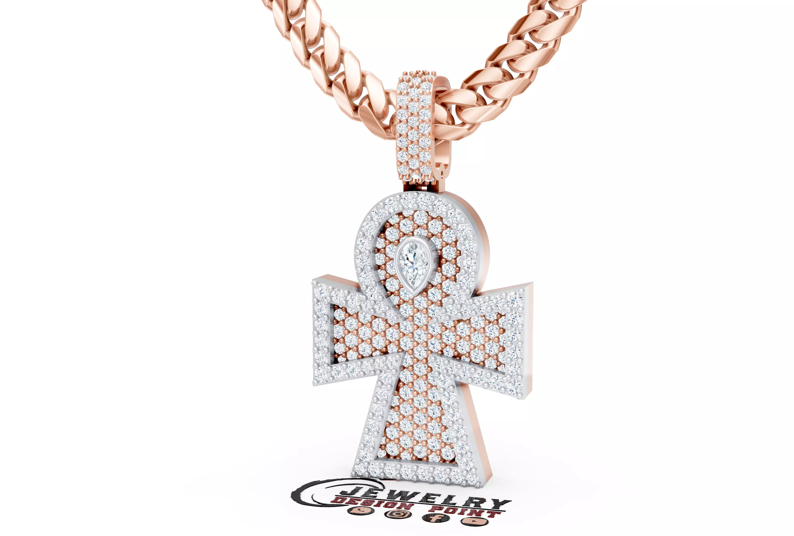 Custom Ankh Cross Pendant - Ankh Diamond Necklace 3D print model