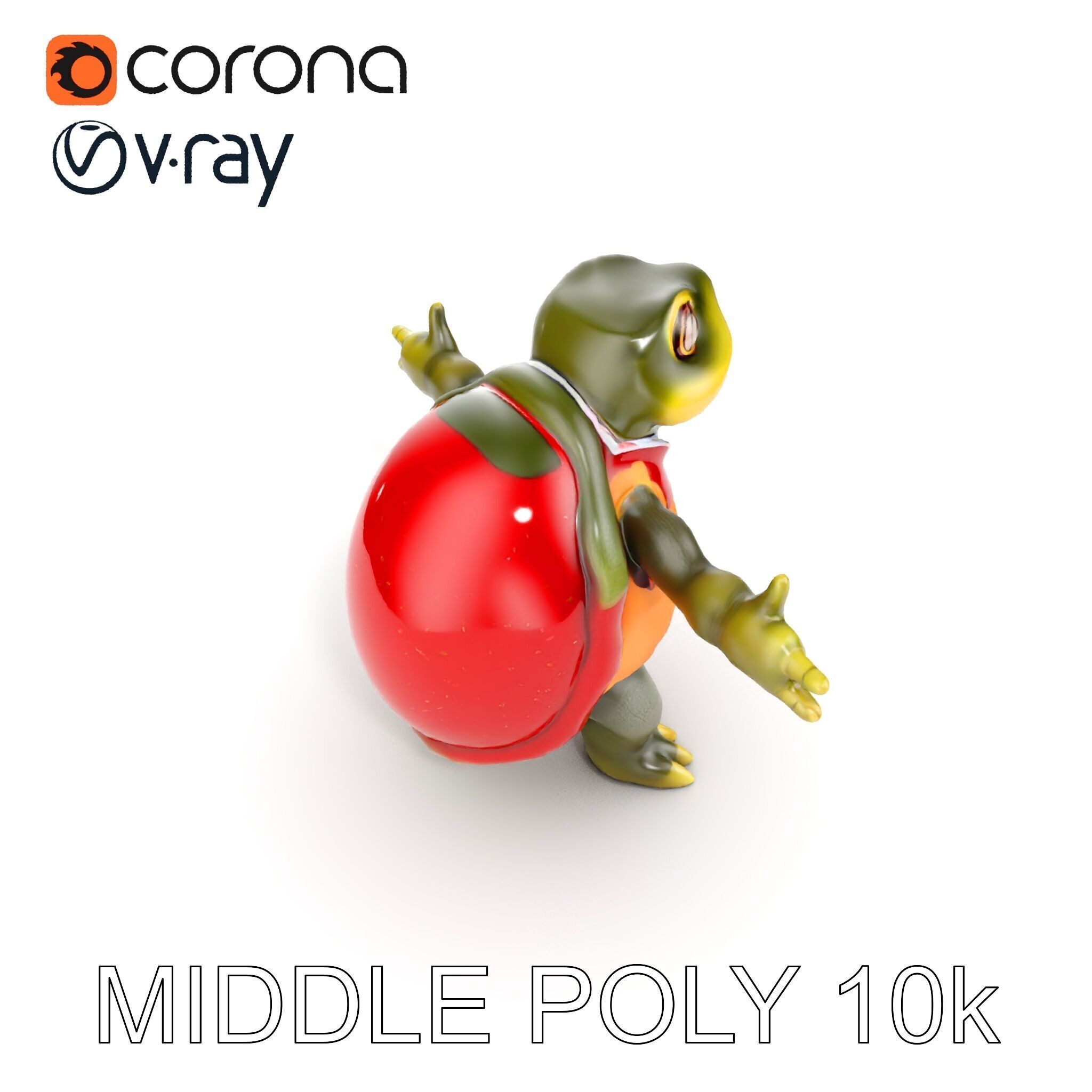 Gentleman Turtle Character Model  Fully Rigged and Animated Low-poly 3D model_16