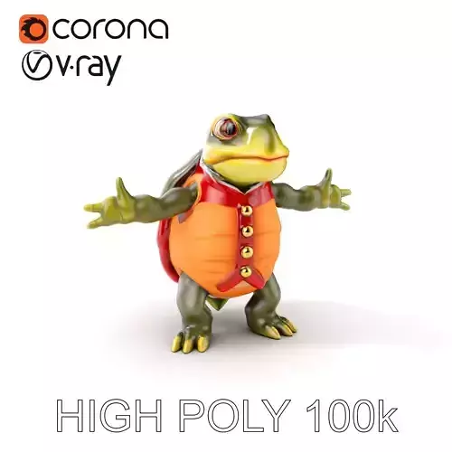 Gentleman Turtle Character Model  Fully Rigged and Animated Low-poly 3D model