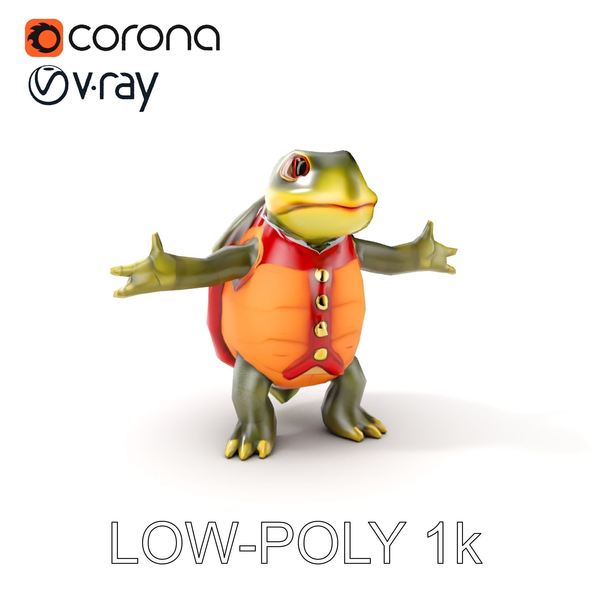 Gentleman Turtle Character Model  Fully Rigged and Animated Low-poly 3D model_14