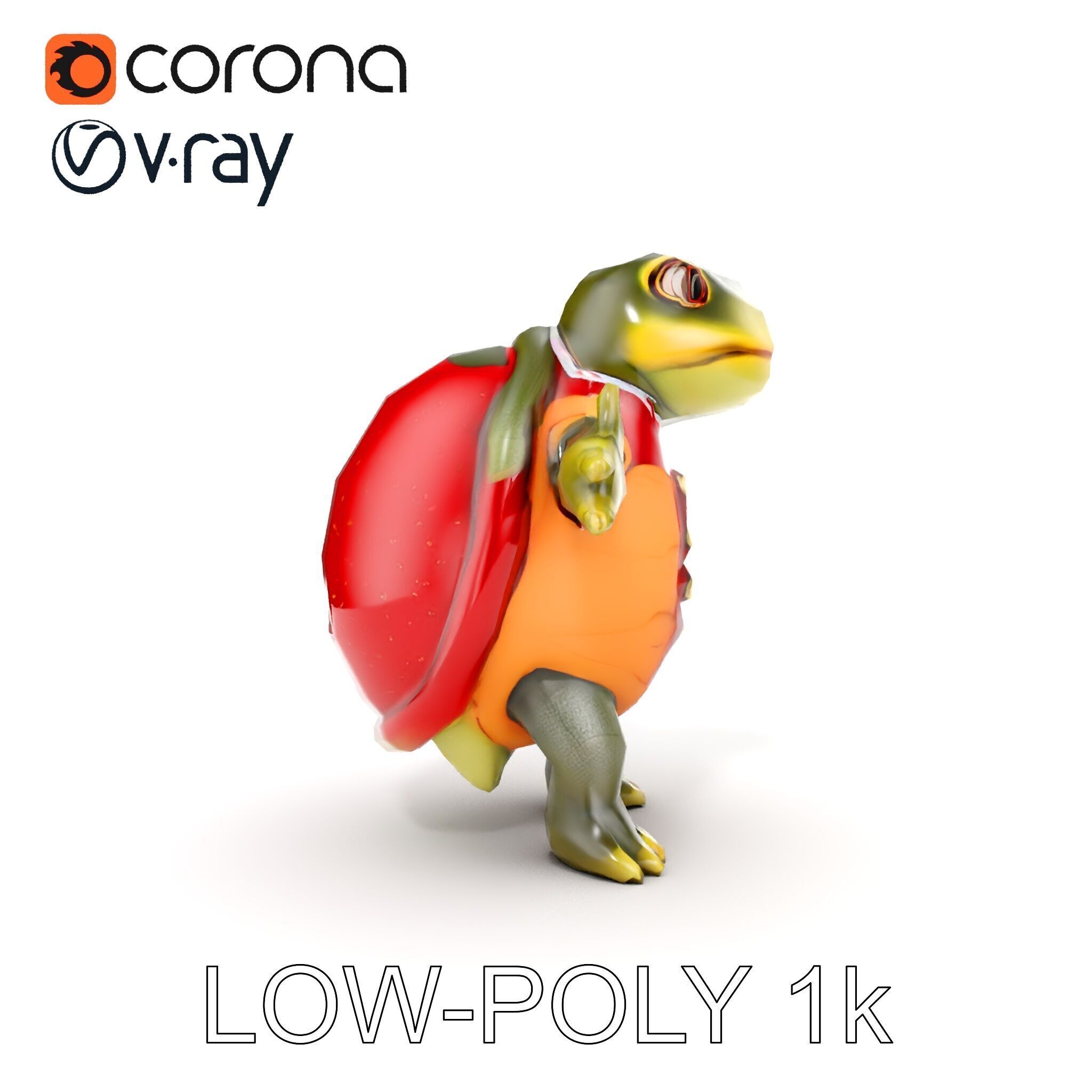 Gentleman Turtle Character Model  Fully Rigged and Animated Low-poly 3D model_12