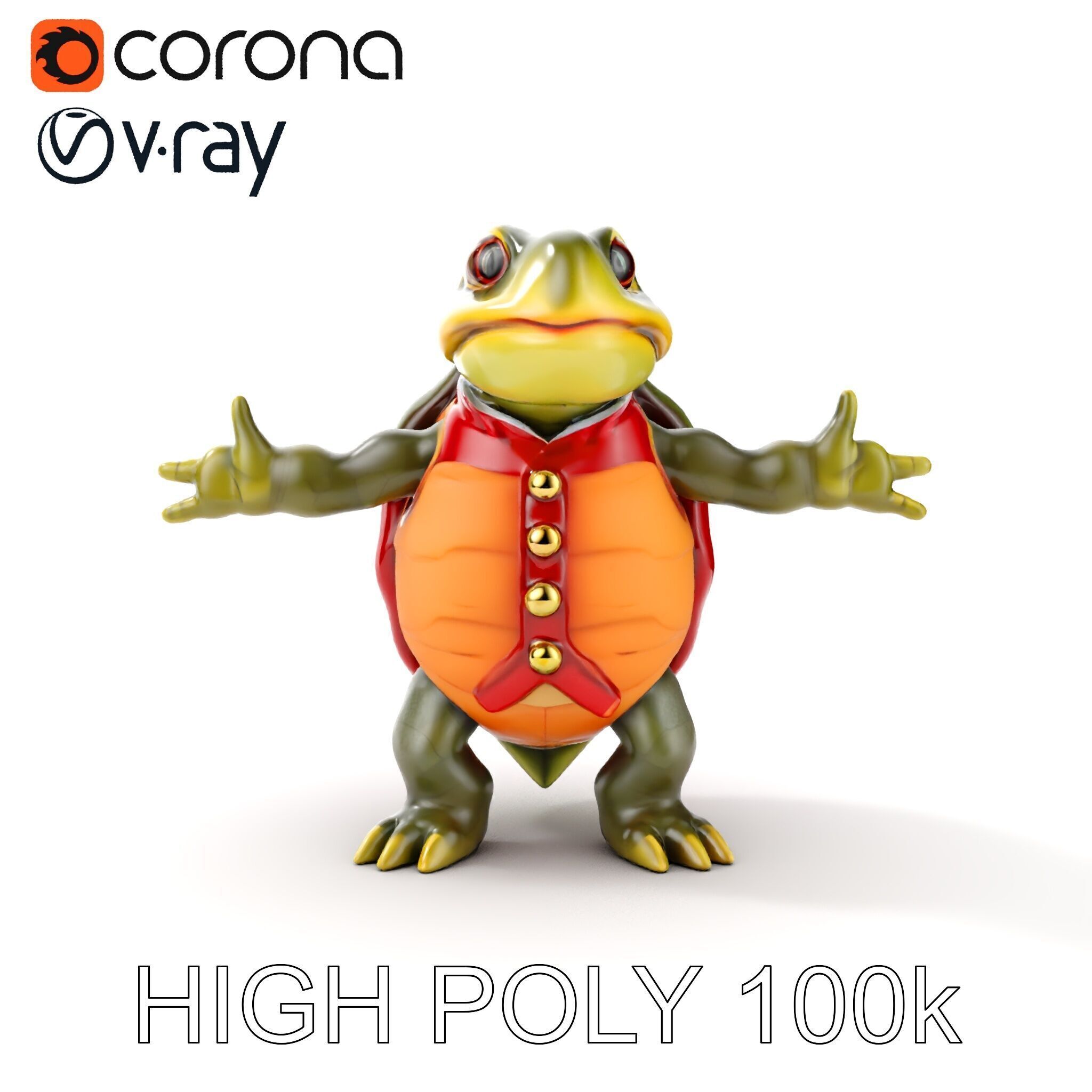 Gentleman Turtle Character Model  Fully Rigged and Animated Low-poly 3D model_18