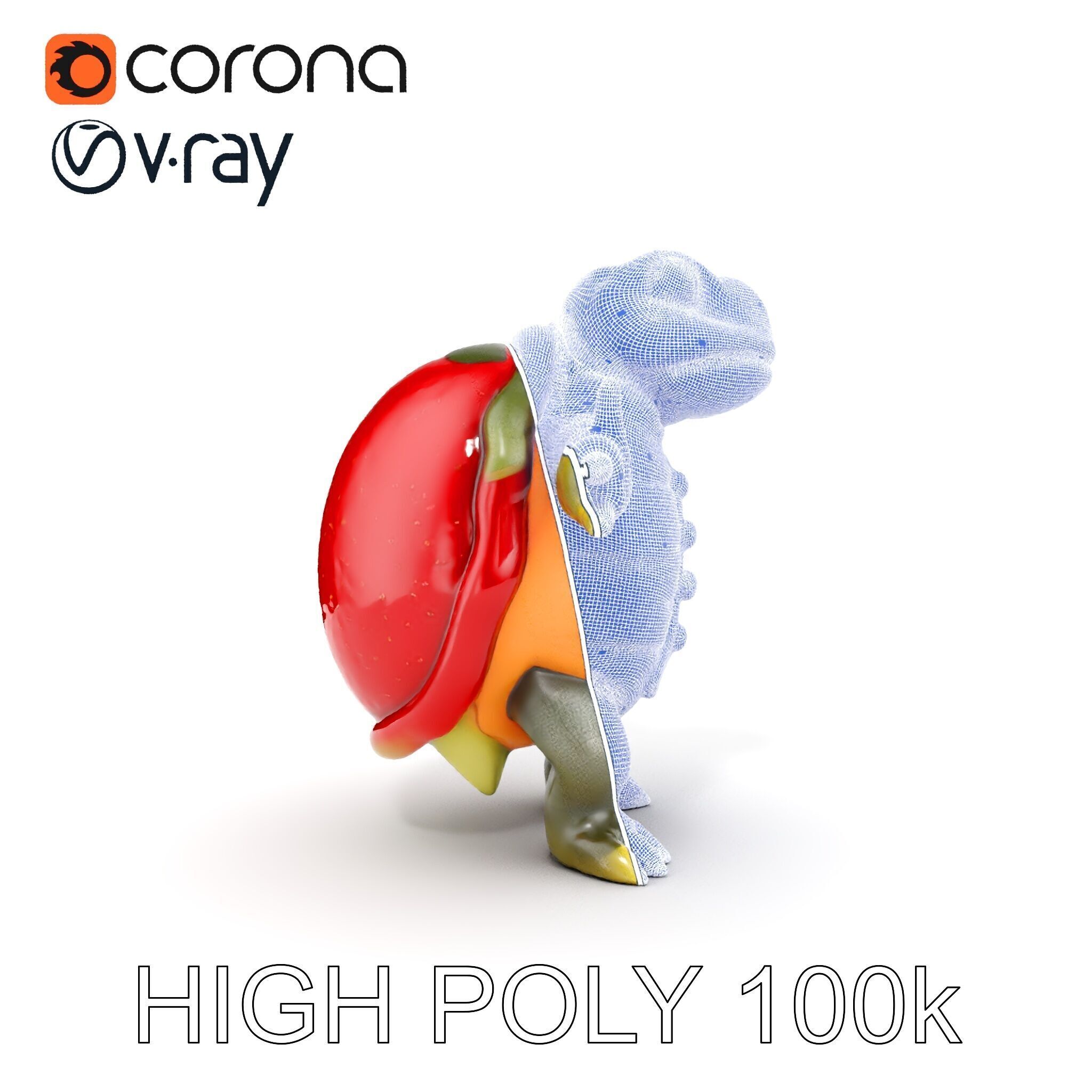 Gentleman Turtle Character Model  Fully Rigged and Animated Low-poly 3D model_36