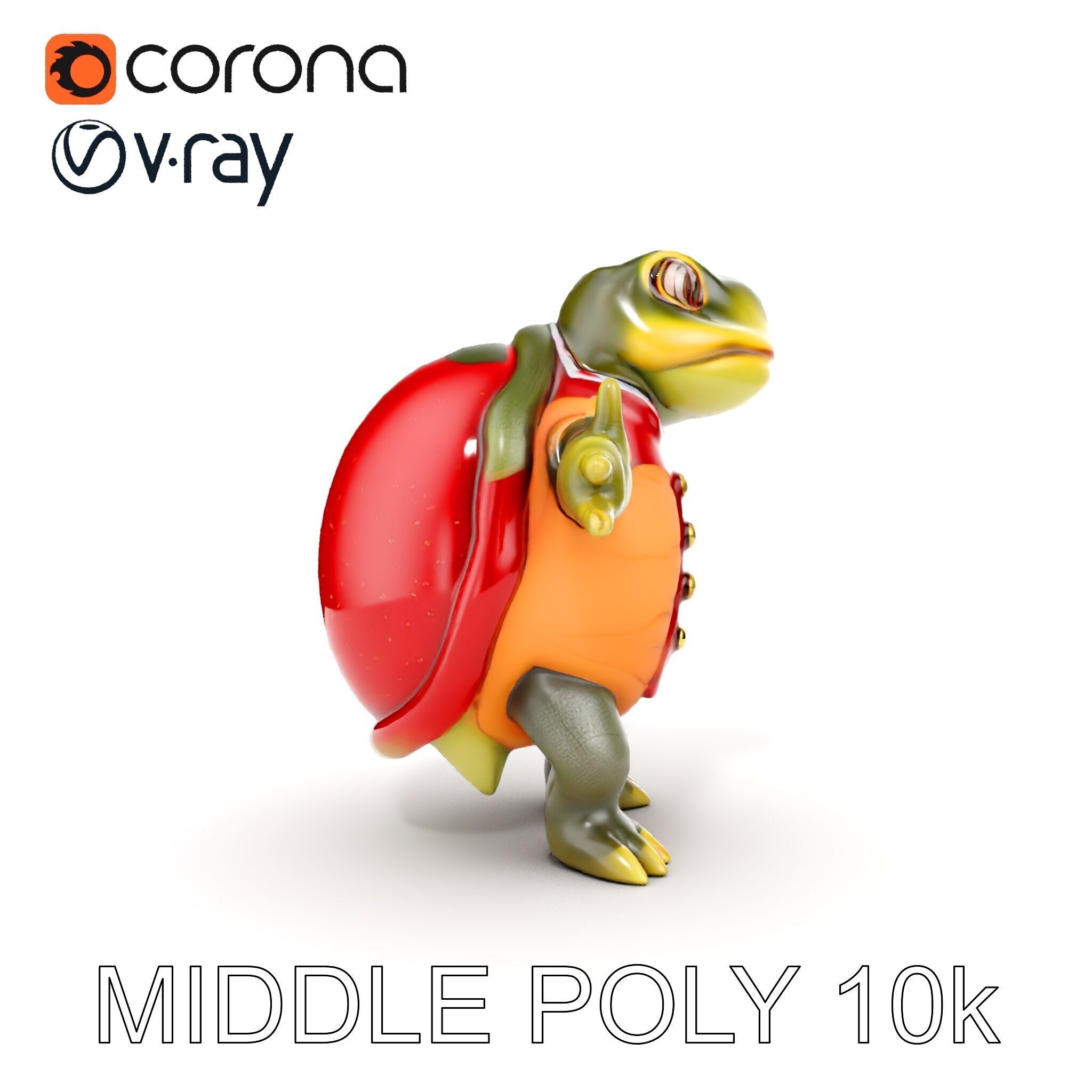 Gentleman Turtle Character Model  Fully Rigged and Animated Low-poly 3D model_19