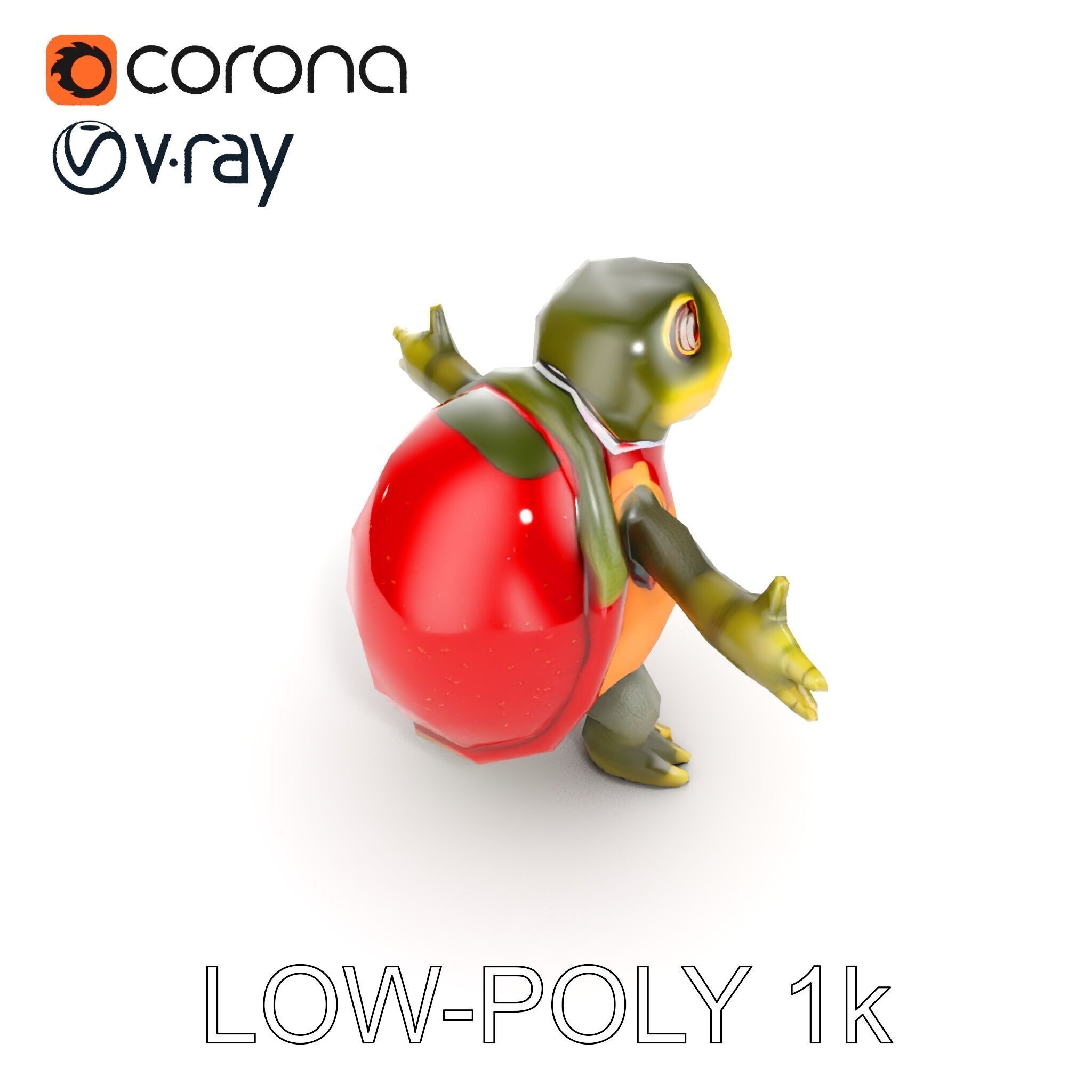 Gentleman Turtle Character Model  Fully Rigged and Animated Low-poly 3D model_23