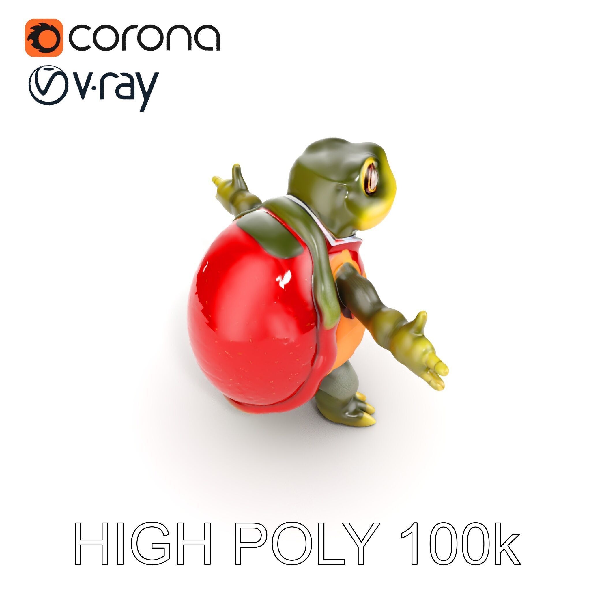 Gentleman Turtle Character Model  Fully Rigged and Animated Low-poly 3D model_27