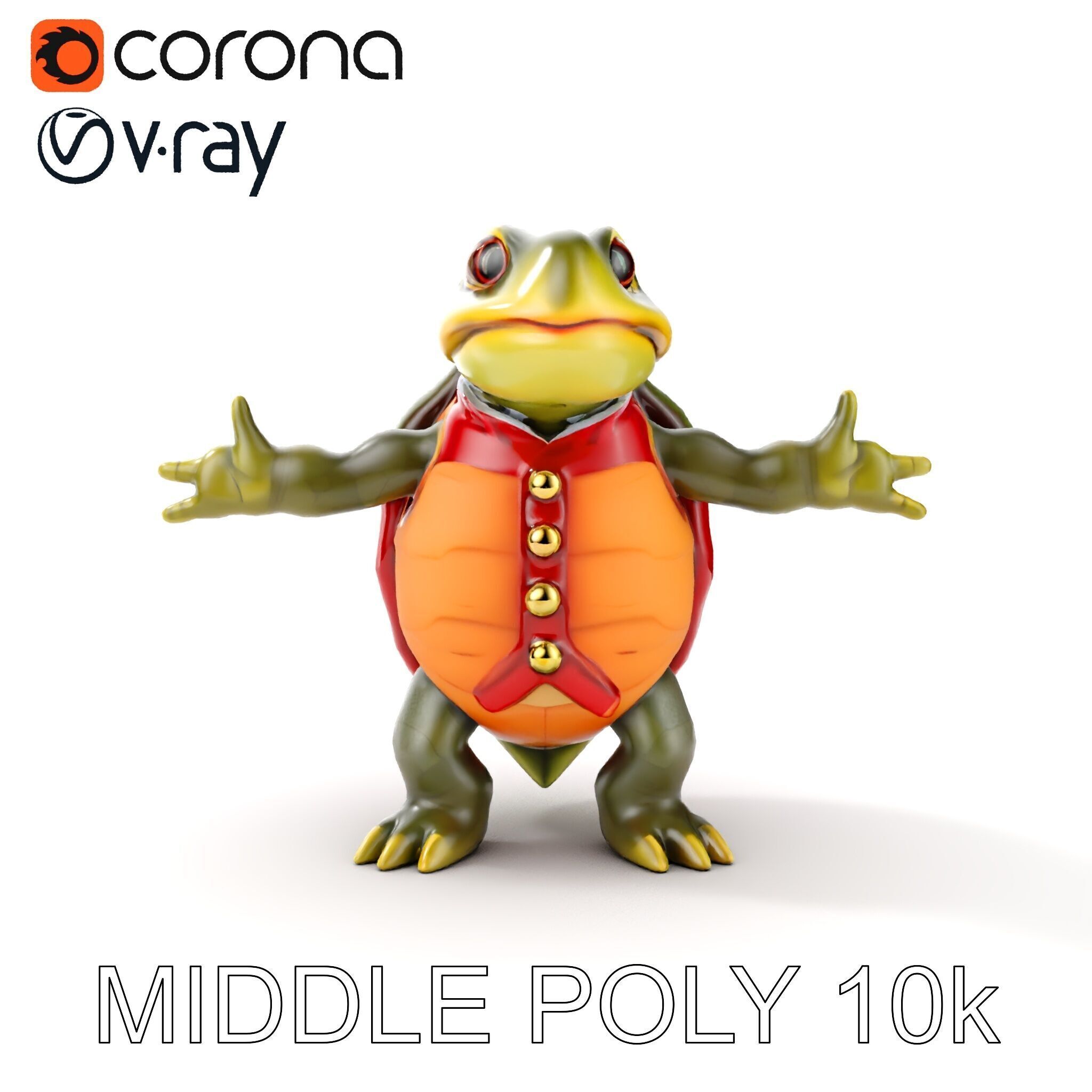 Gentleman Turtle Character Model  Fully Rigged and Animated Low-poly 3D model_22