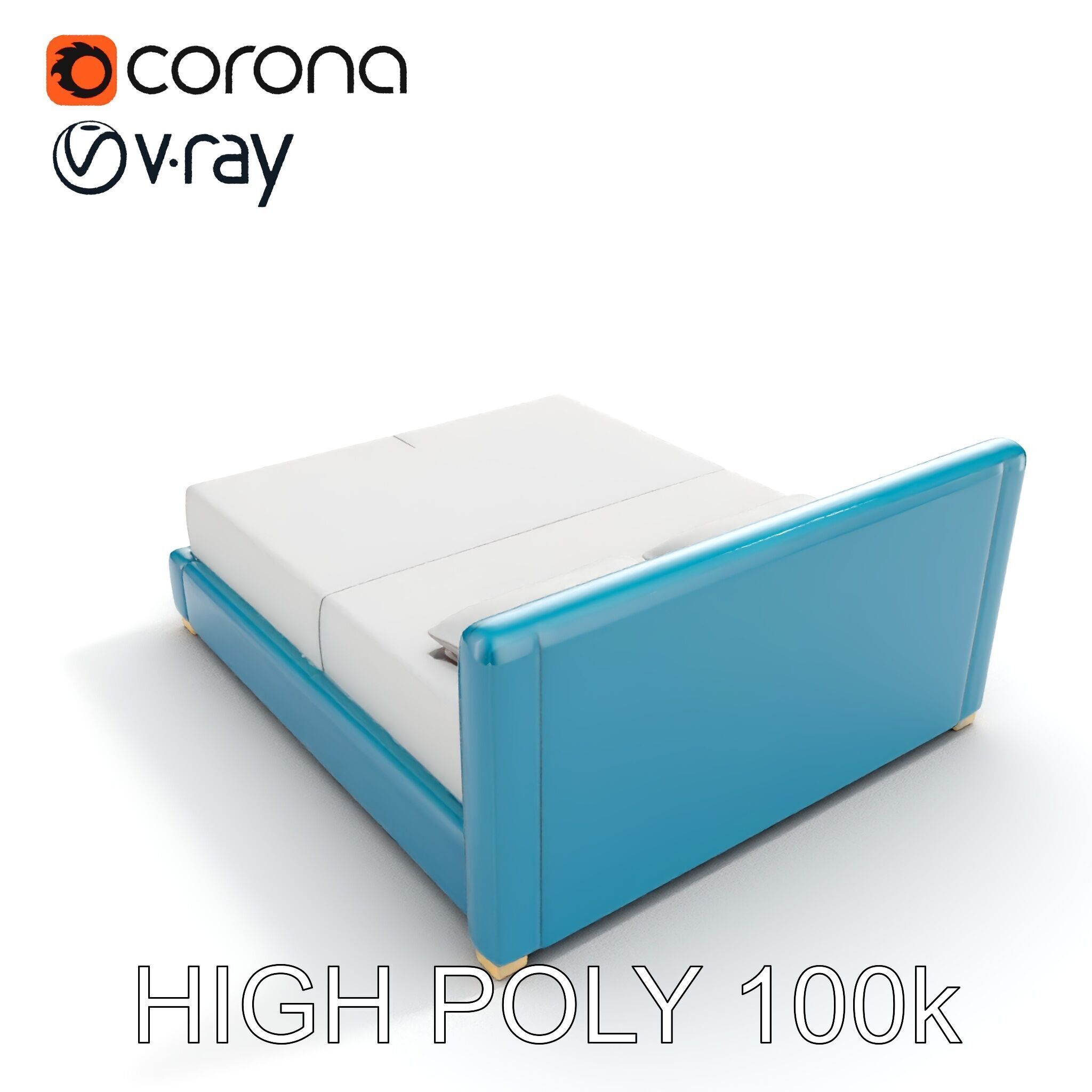 Modern Upholstered Bed Frame Model Pack Low-poly 3D model_20