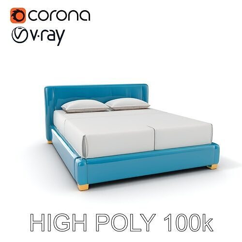 Modern Upholstered Bed Frame Model Pack Low-poly 3D model