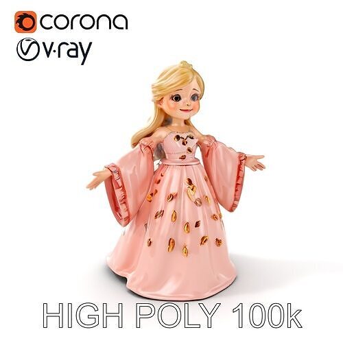 Princess Character Model Rigged and Animated Low-poly 3D model