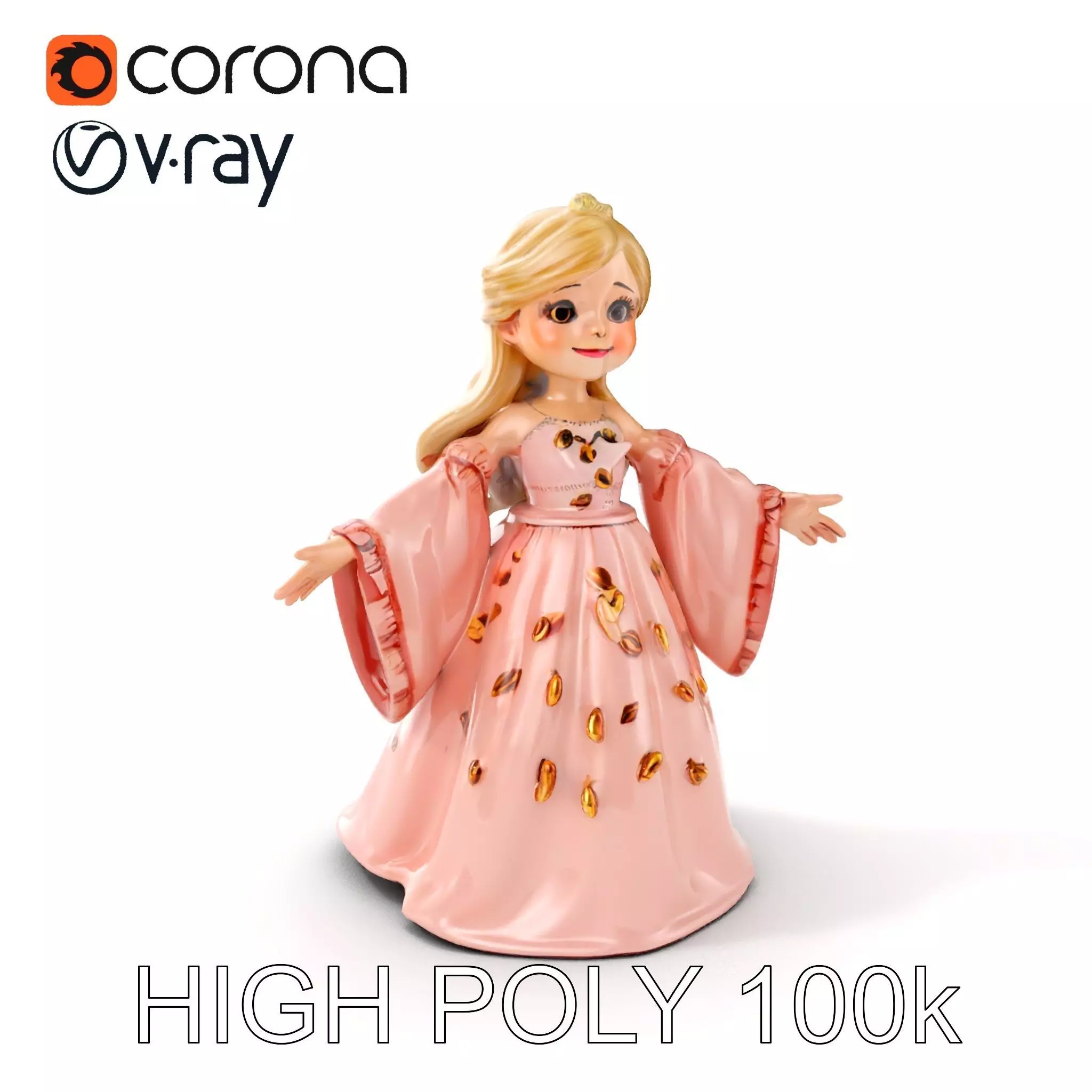 Princess Character Model Rigged and Animated Low-poly 3D model_0