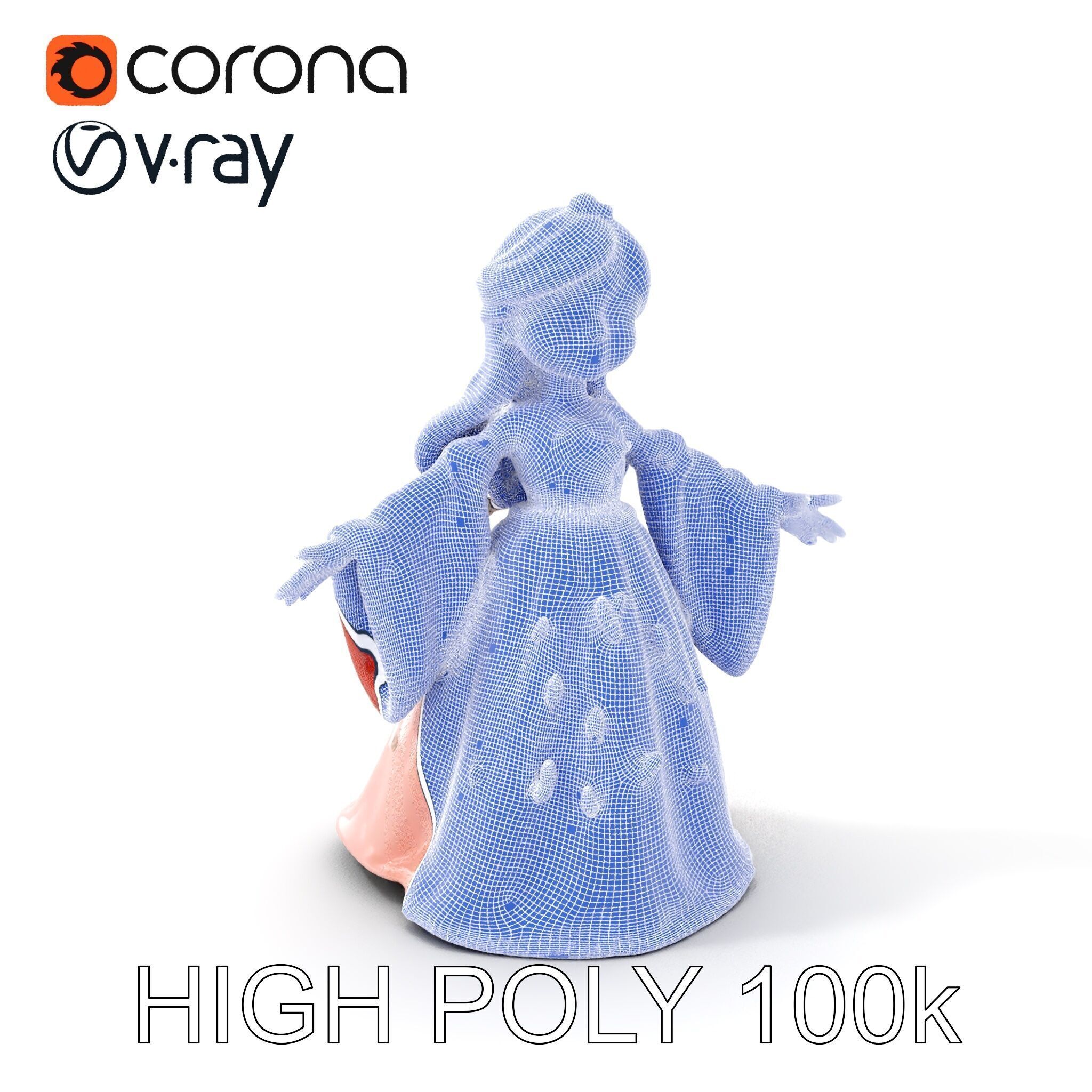 Princess Character Model Rigged and Animated Low-poly 3D model_5
